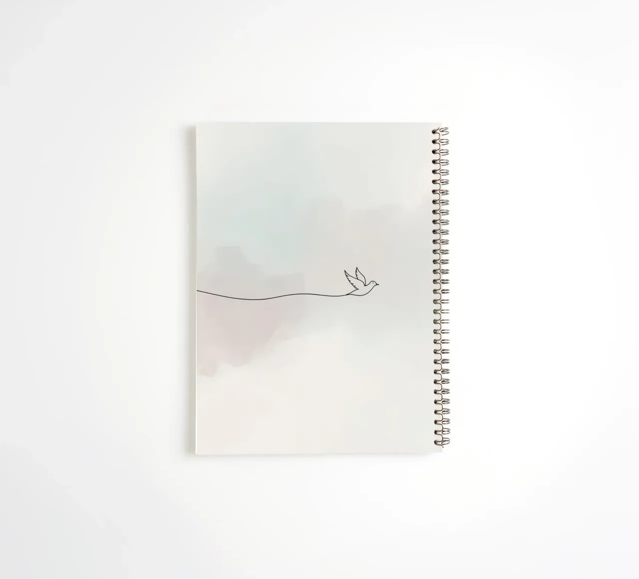 Minimalistic outline of a dove flying spiral notebook by DesignDoodle
