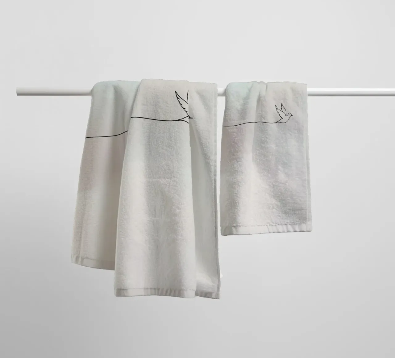 Sagoma minimalista di una colomba in volo asciugamano da bagno da DesignDoodle