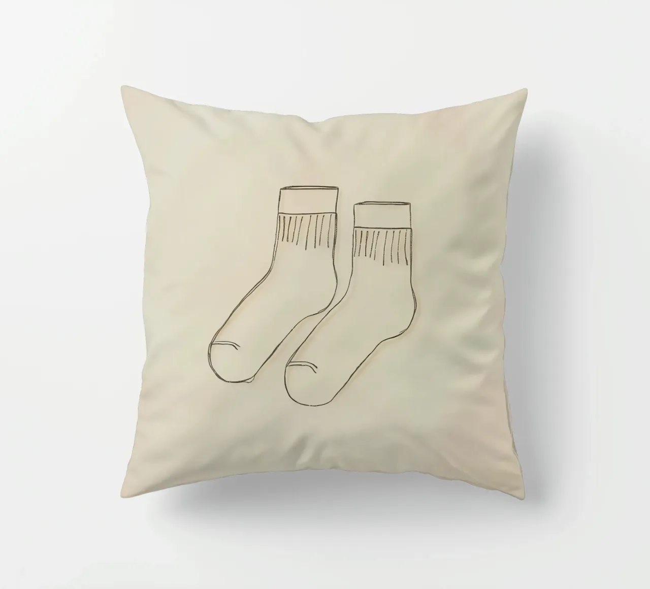 Dos calcetines informales se dibujan con simples líneas negras cojín de DesignDoodle