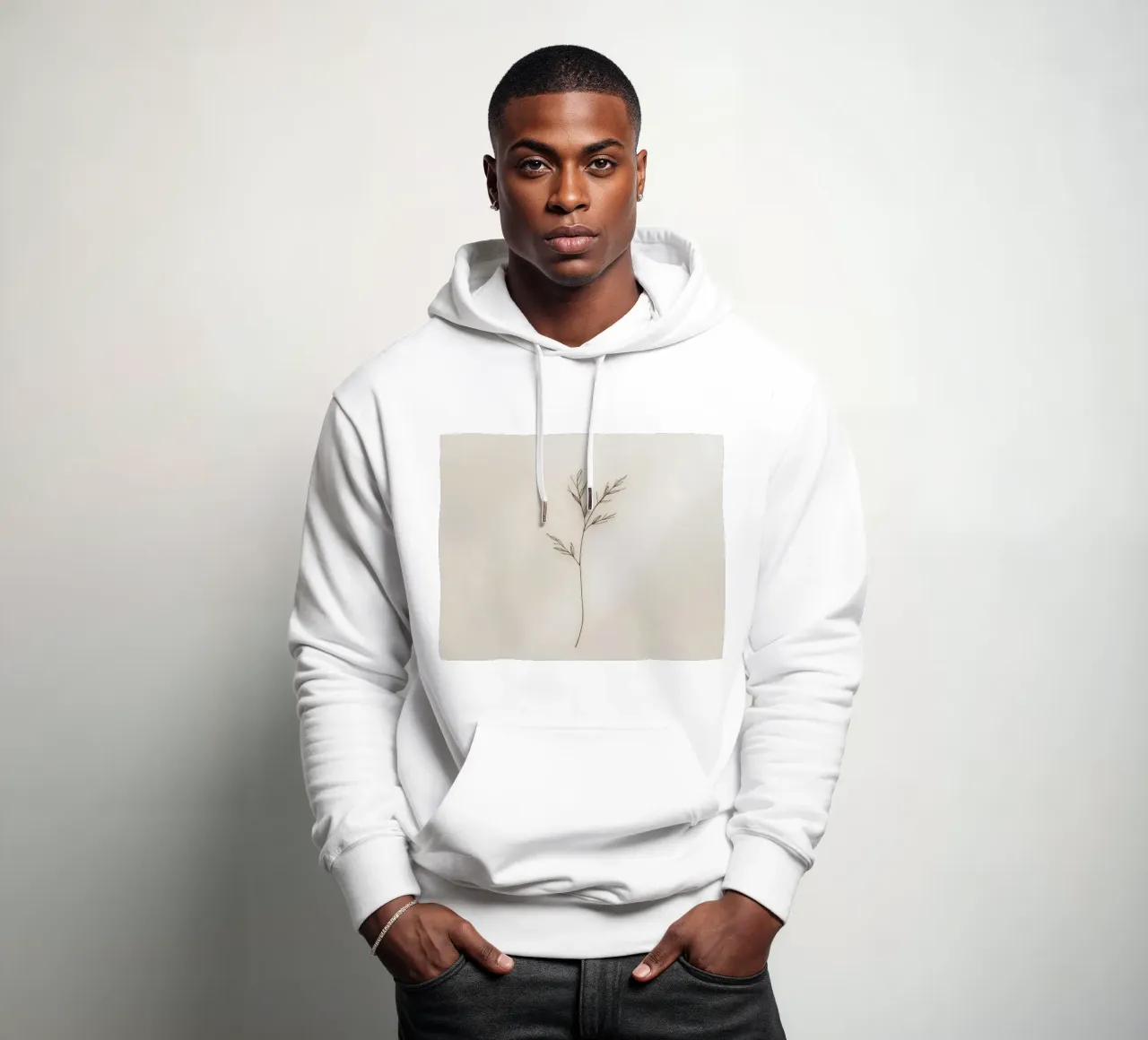 minimalistic Simple plant sketch on off-white background hoodie by DesignDoodle