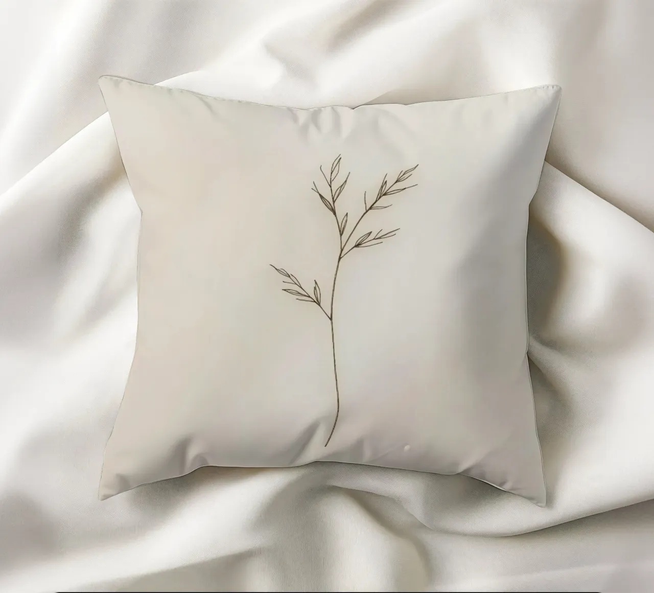 minimalistic Simple plant sketch on off-white background decorative cushion by DesignDoodle