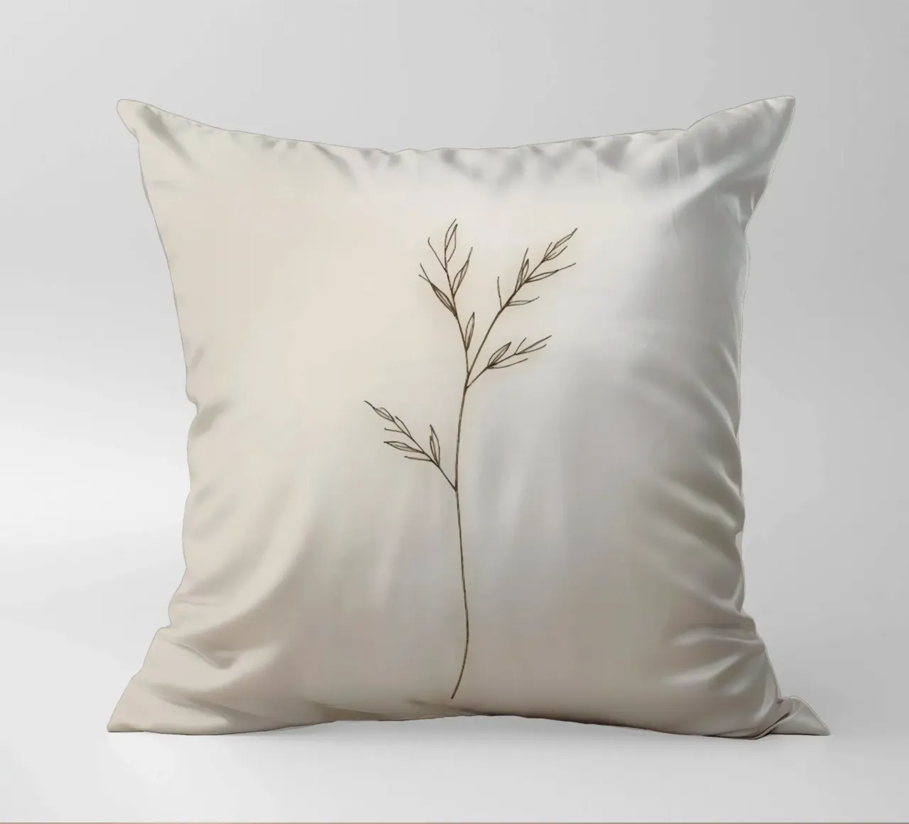 minimalistic Simple plant sketch on off-white background decorative cushion by DesignDoodle