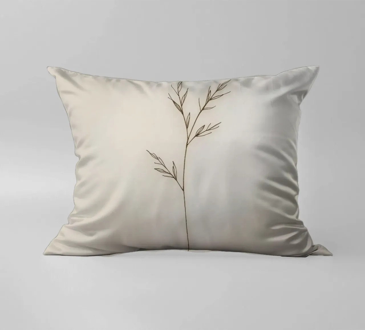 minimalistic Simple plant sketch on off-white background decorative cushion by DesignDoodle