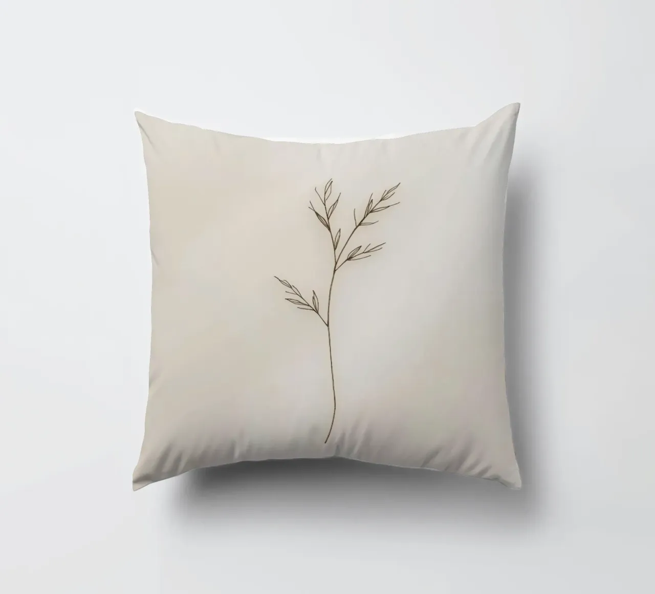 minimalistic Simple plant sketch on off-white background decorative cushion by DesignDoodle