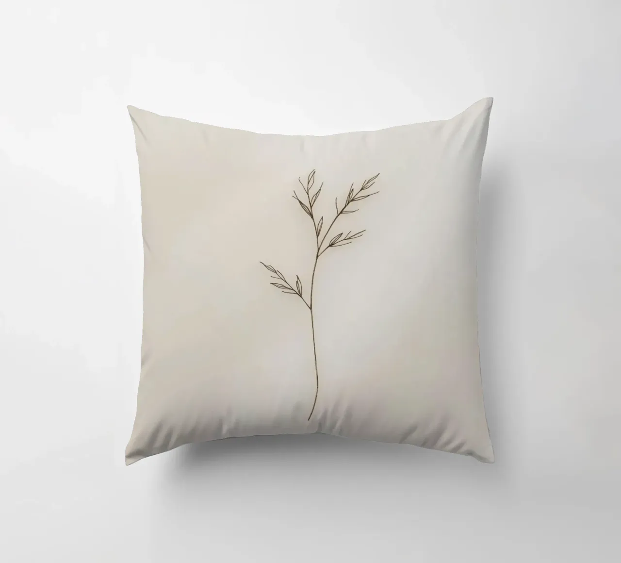minimalistic Simple plant sketch on off-white background decorative cushion by DesignDoodle