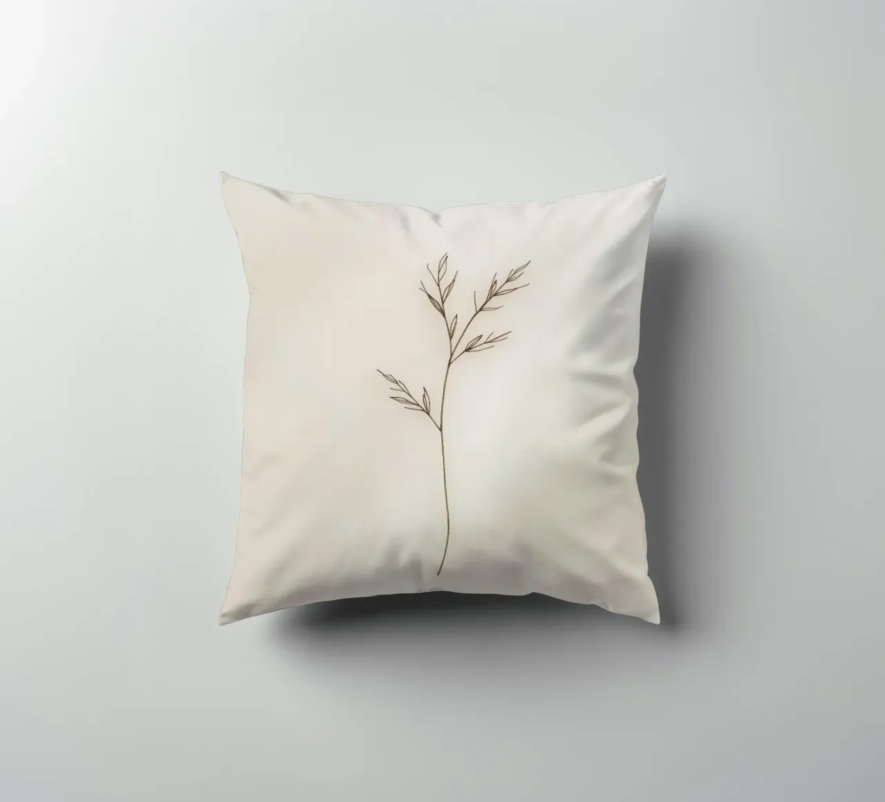 minimalistic Simple plant sketch on off-white background decorative cushion by DesignDoodle