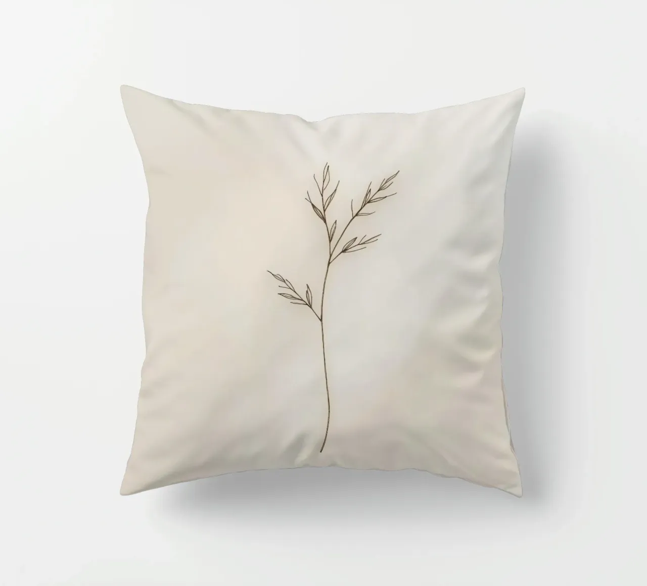 minimalistic Simple plant sketch on off-white background decorative cushion by DesignDoodle