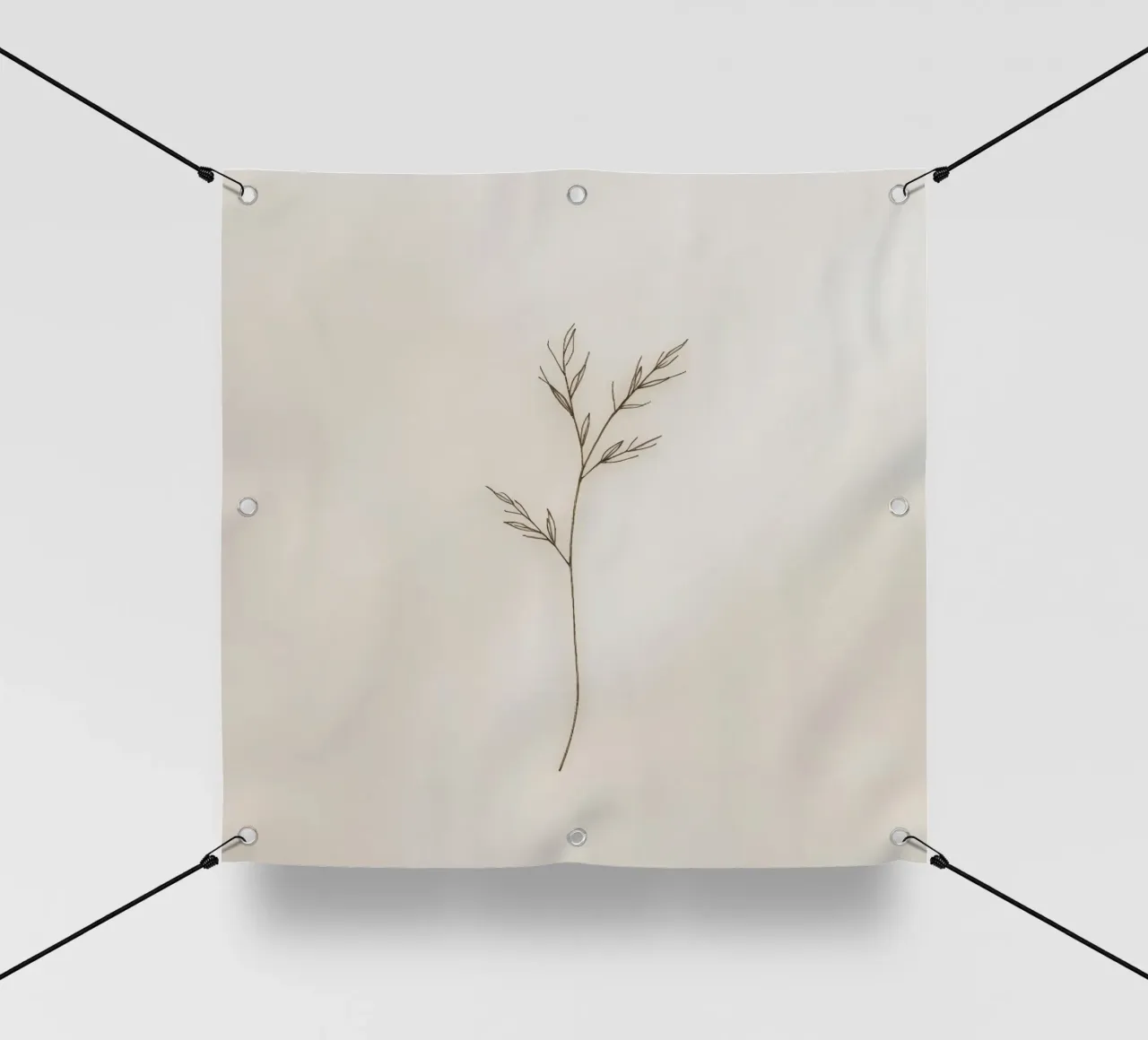 minimalista Schizzo di piante semplici su sfondo bianco sporco telo in pvc da DesignDoodle