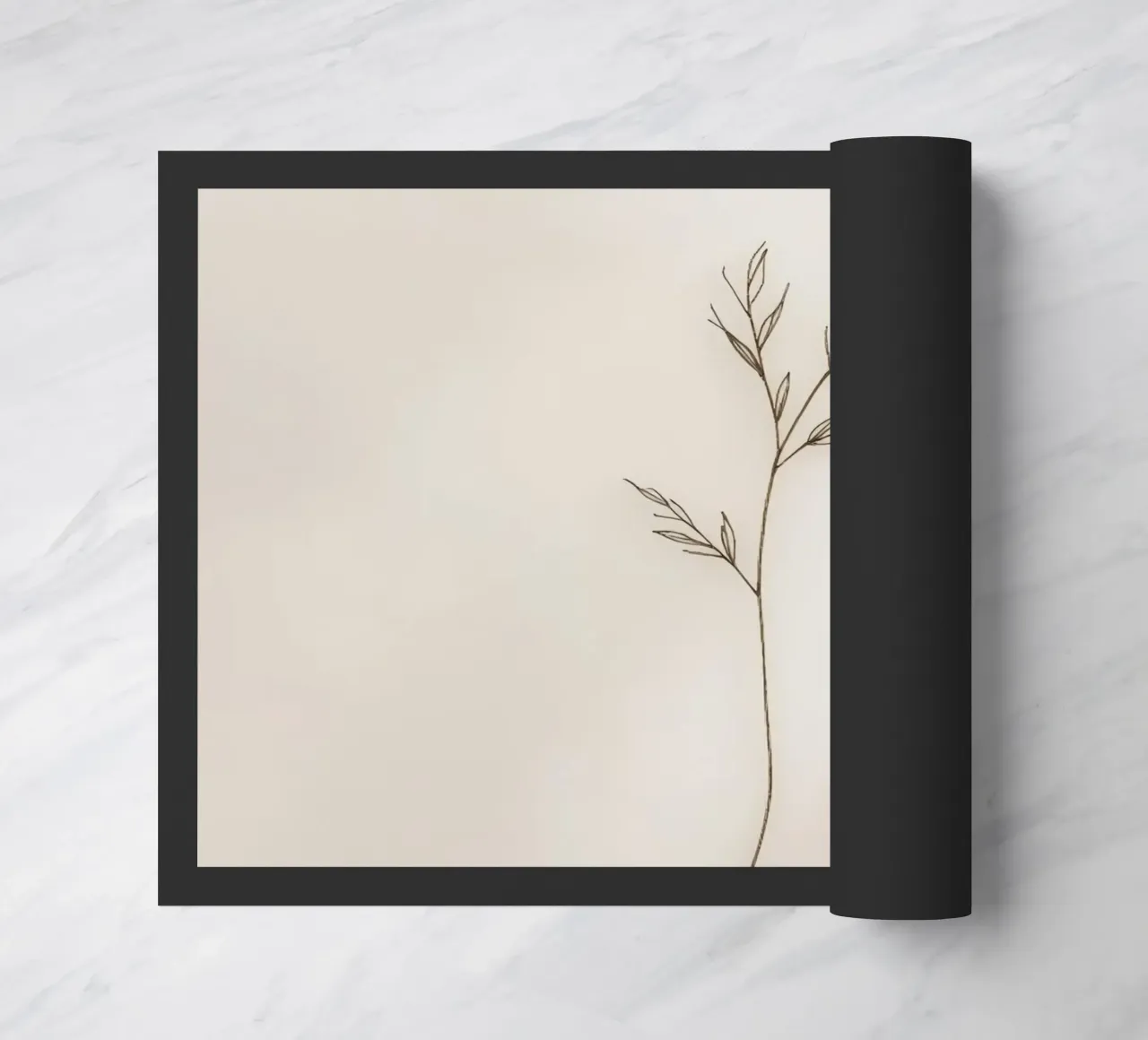minimalistic Simple plant sketch on off-white background doormat by DesignDoodle