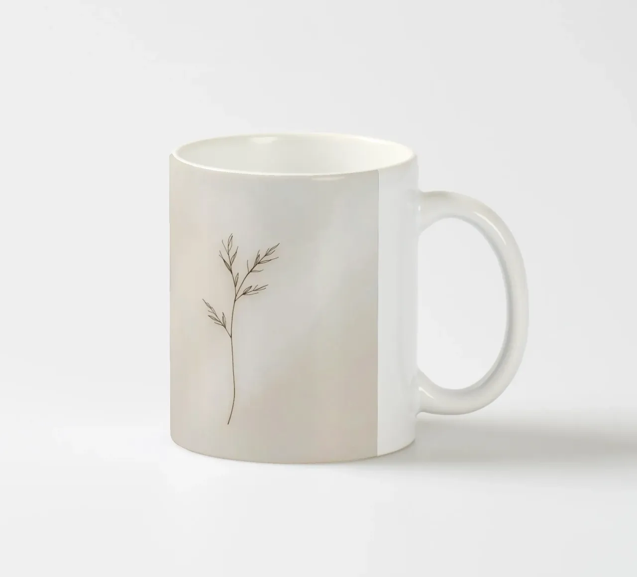 minimalistisch Einfache Pflanzenskizze auf grauem Hintergrund Keramik Tasse von DesignDoodle