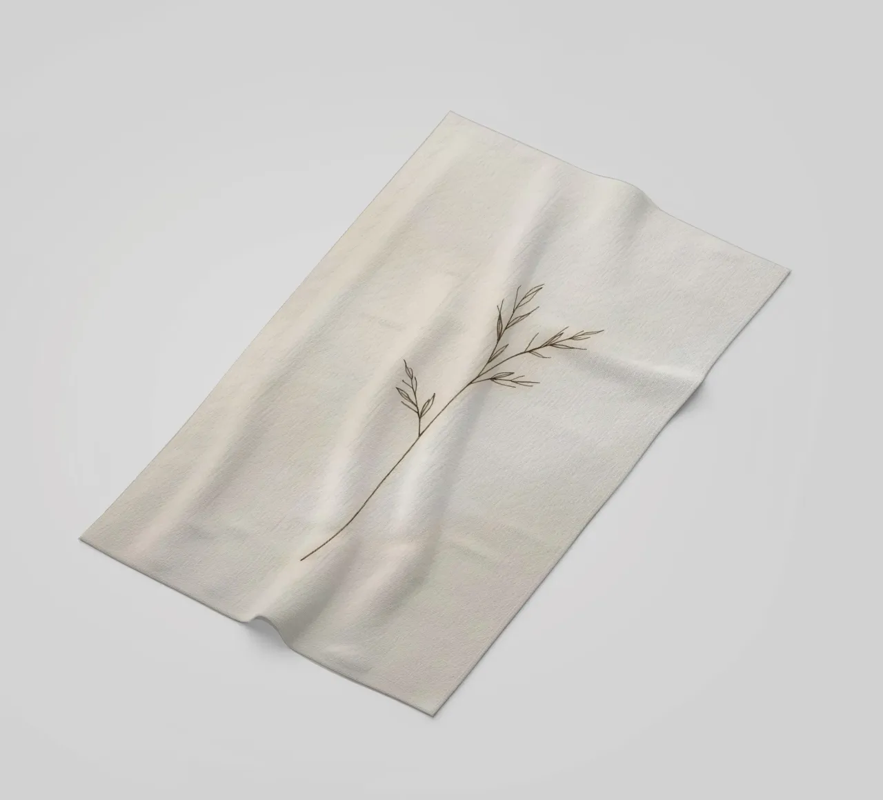 minimalistic Simple plant sketch on off-white background beach towel by DesignDoodle