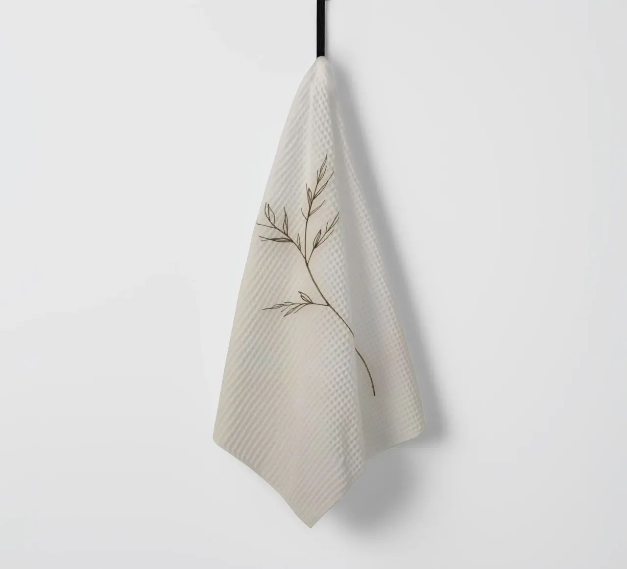 minimaliste Croquis d'une plante simple sur fond blanc cassé torchon de DesignDoodle