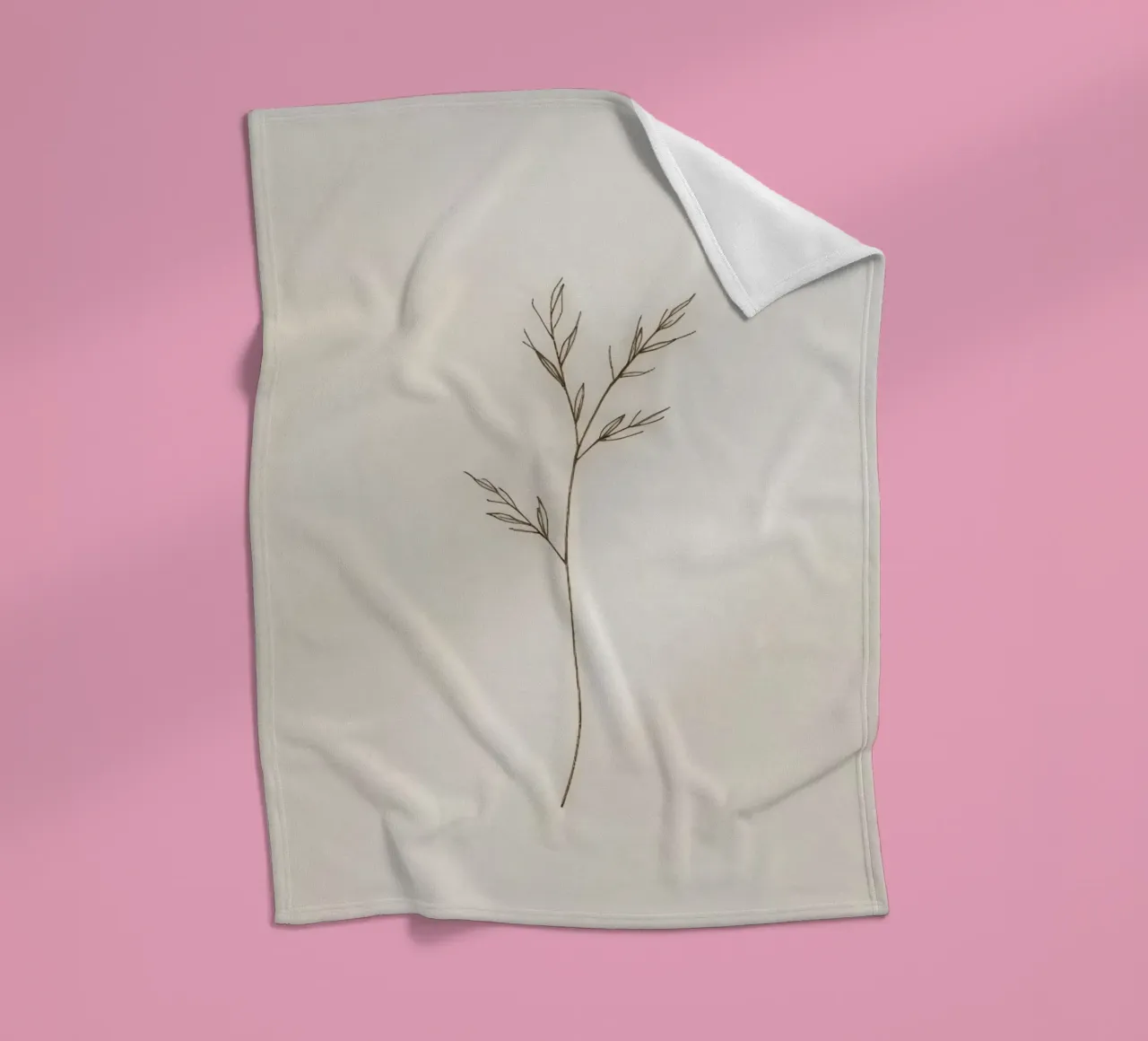 minimalistic Simple plant sketch on off-white background fleece blanket by DesignDoodle