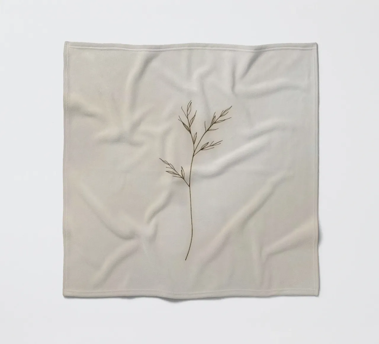 minimalistic Simple plant sketch on off-white background fleece blanket by DesignDoodle
