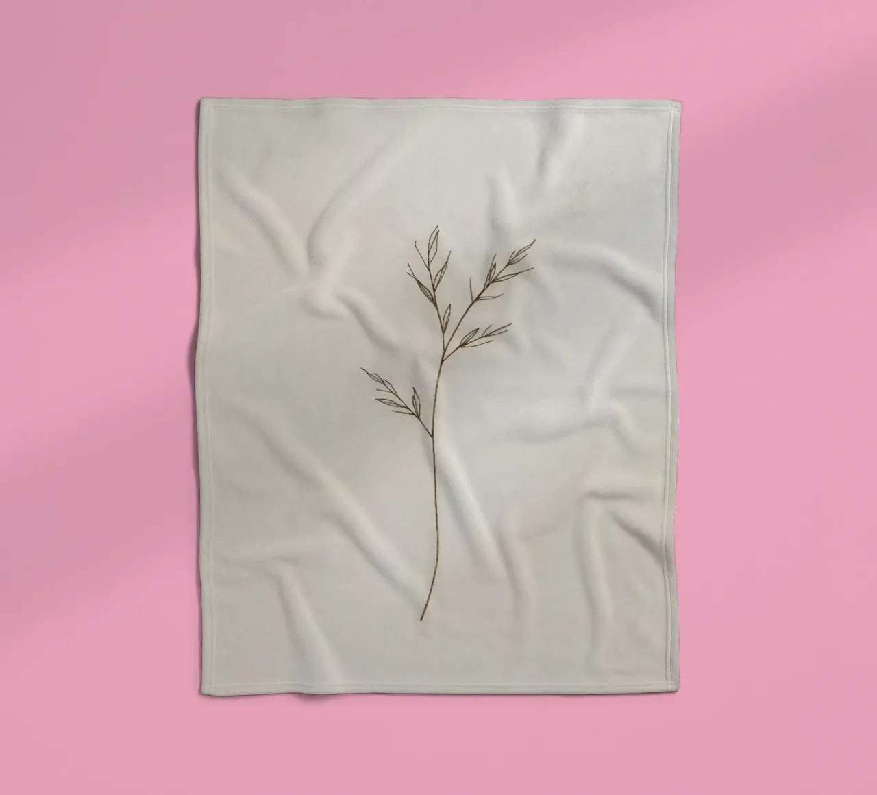 minimalistic Simple plant sketch on off-white background fleece blanket by DesignDoodle