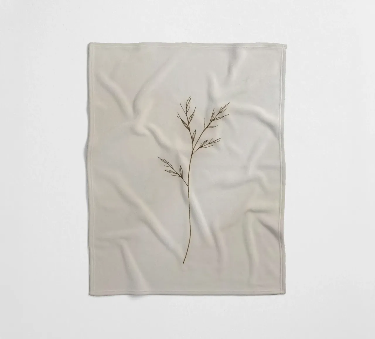 minimalistic Simple plant sketch on off-white background fleece blanket by DesignDoodle