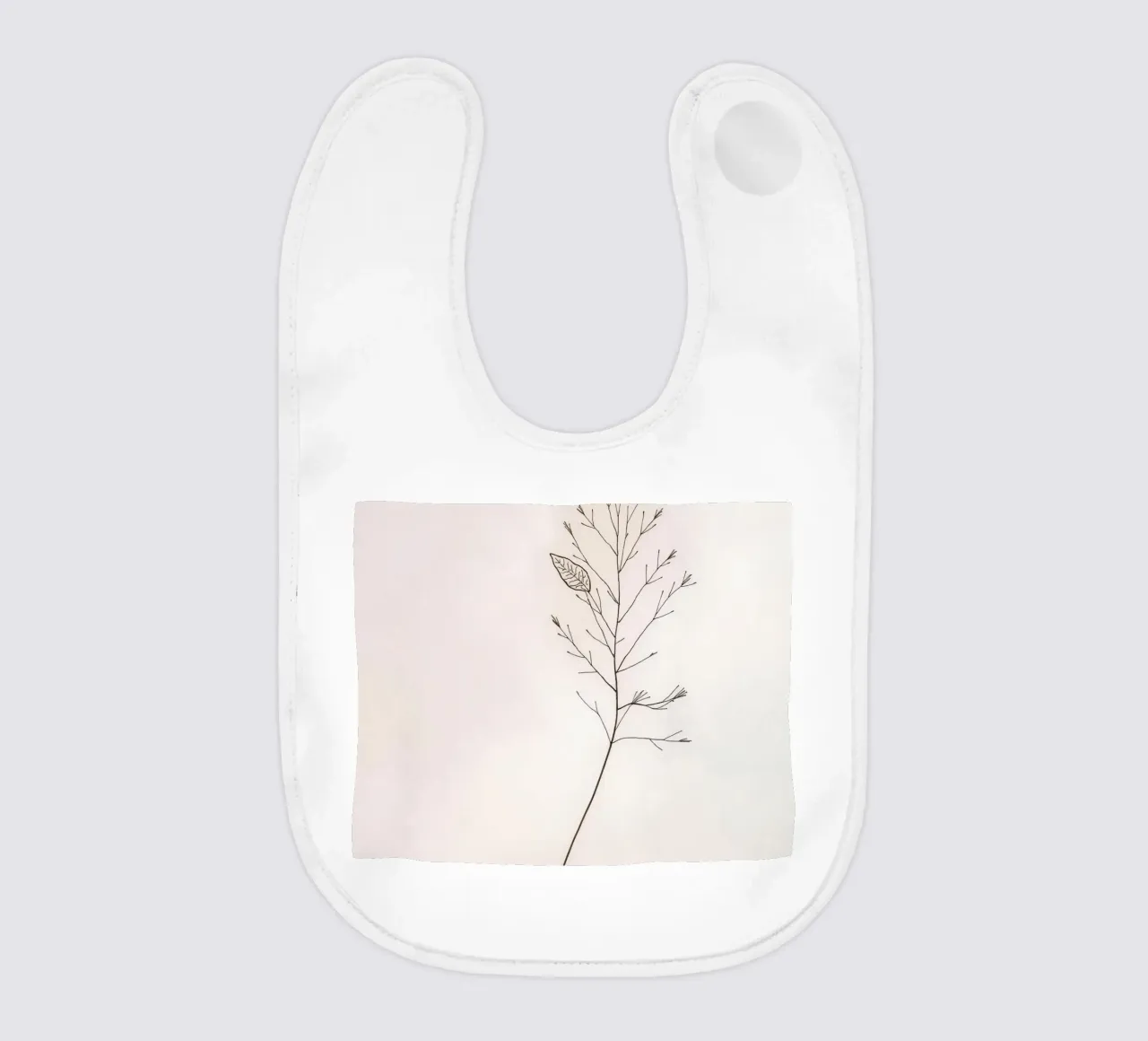 Singolo ramo botanico minimale, che mostra una foglia bavaglino da DesignDoodle