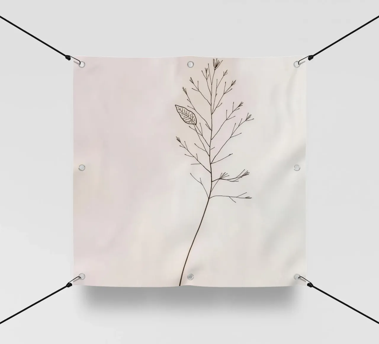 Singolo ramo botanico minimale, che mostra una foglia telo in pvc da DesignDoodle
