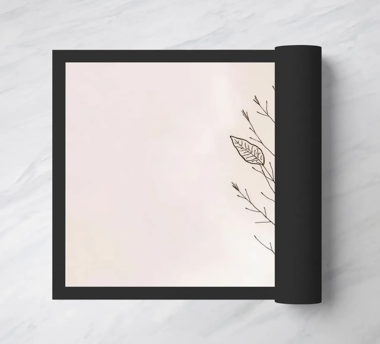 Einzelner minimaler botanischer Zweig, der ein Blatt zeigt Fußmatte von DesignDoodle