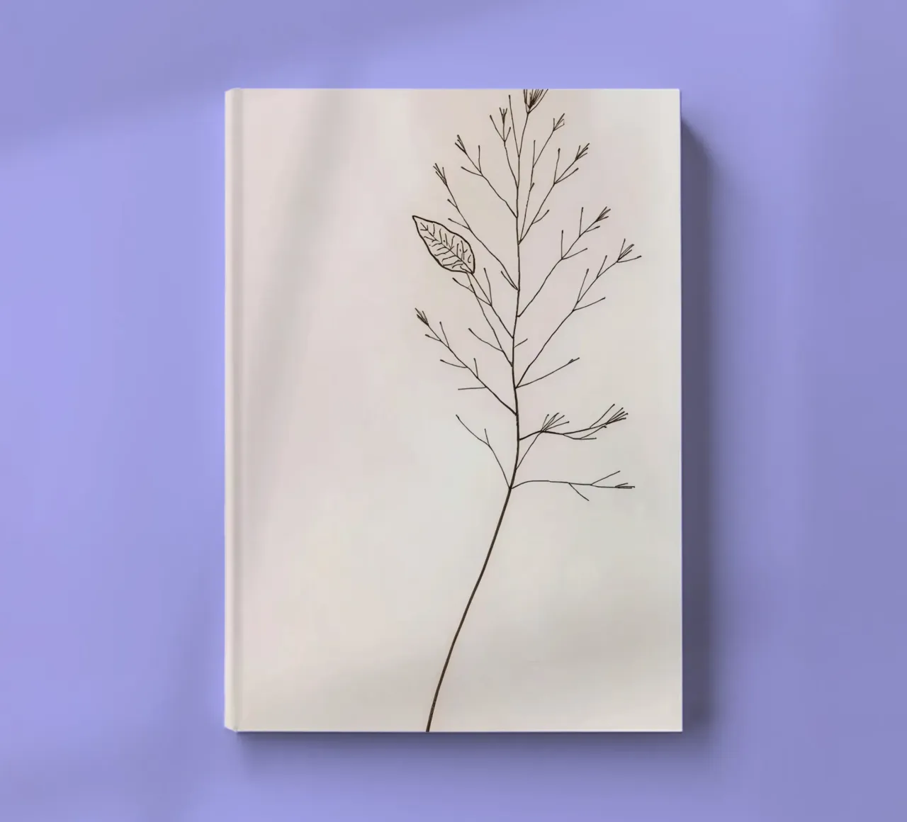 Single minimal botanical branch, displaying a leaf notebook by DesignDoodle