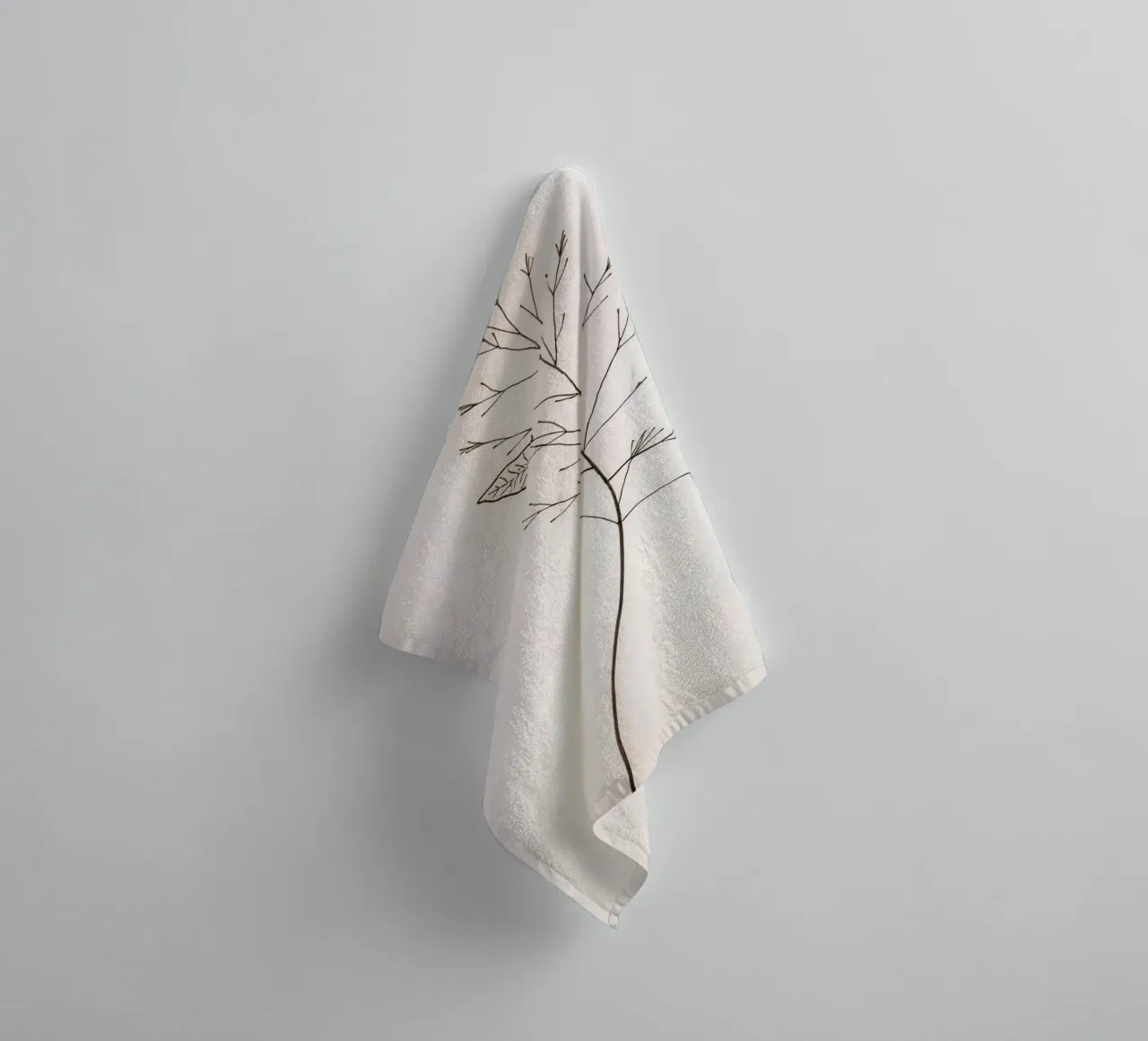 Single minimal botanical branch, displaying a leaf towel by DesignDoodle