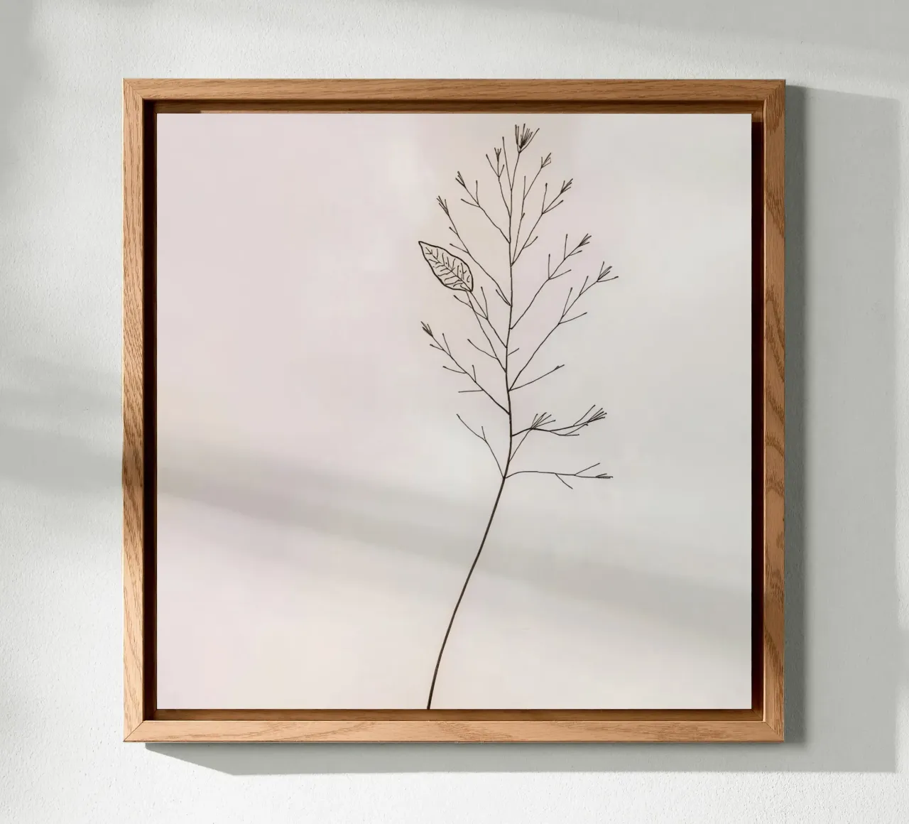 Single minimal botanical branch, displaying a leaf alu-dibond by DesignDoodle