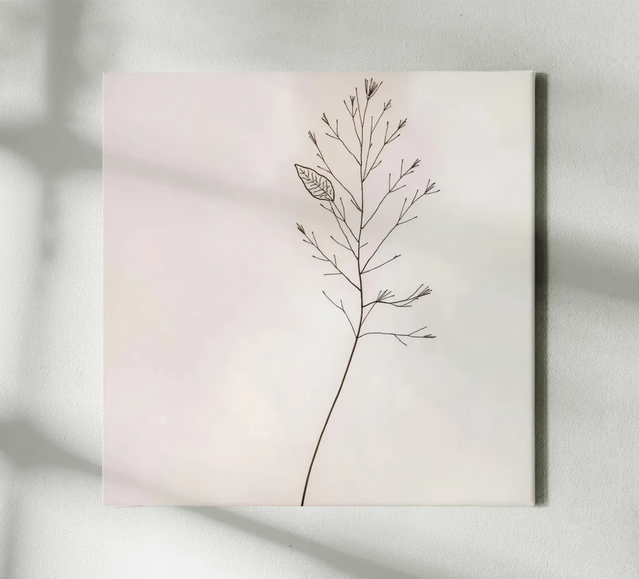 Single minimal botanical branch, displaying a leaf canvas by DesignDoodle