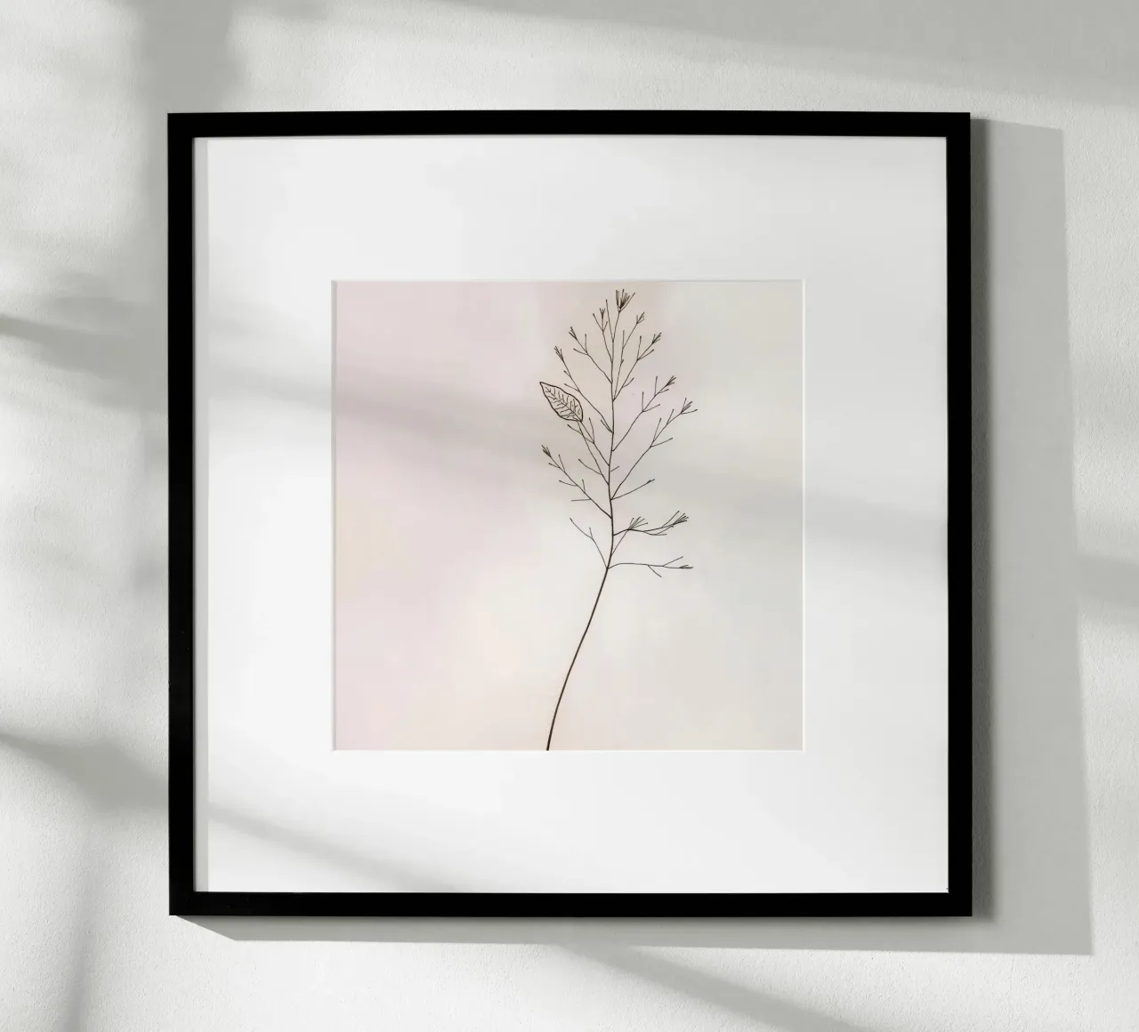 Single minimal botanical branch, displaying a leaf hahnemühle by DesignDoodle