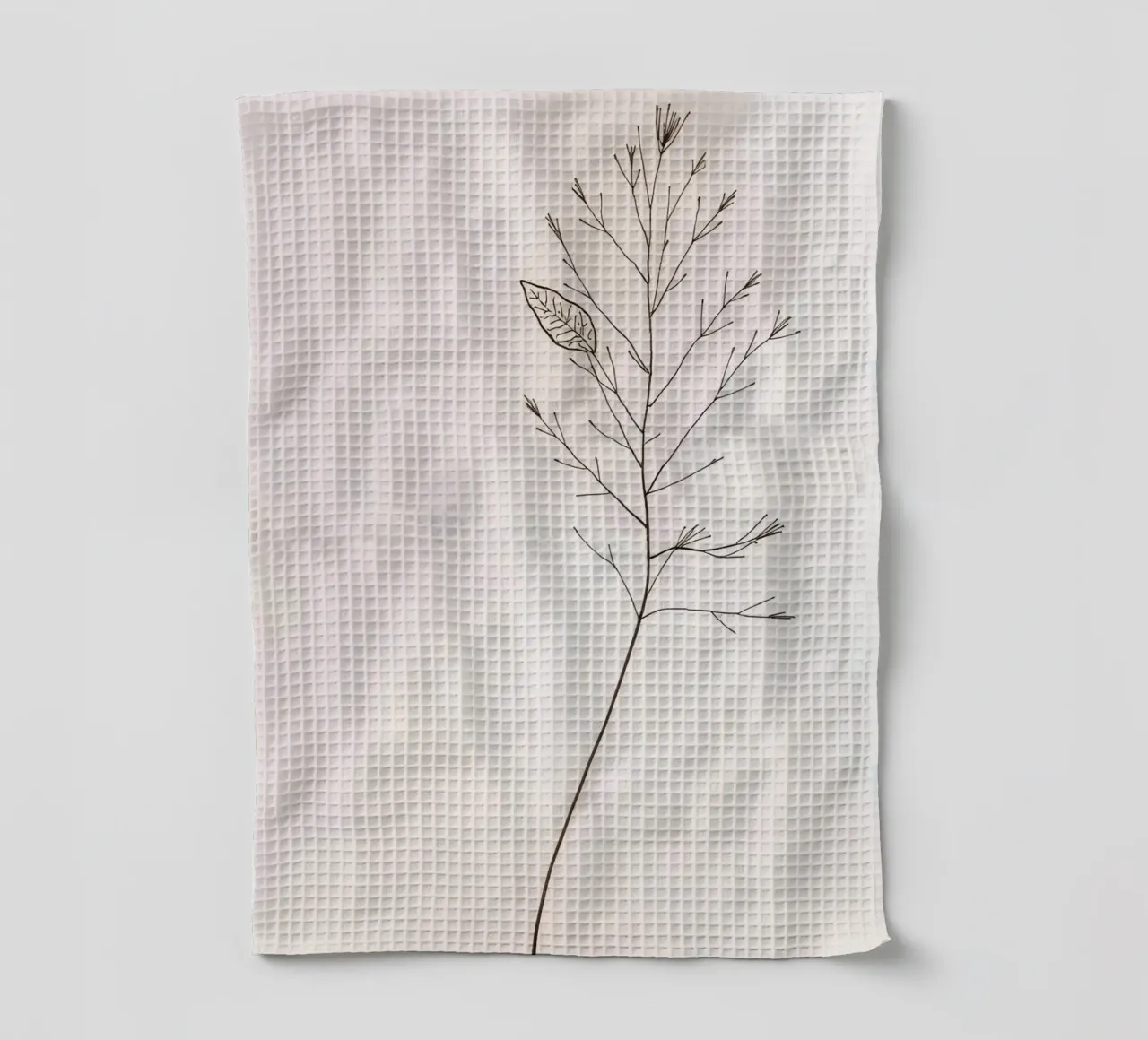 Singolo ramo botanico minimale, che mostra una foglia canovaccio da cucina da DesignDoodle