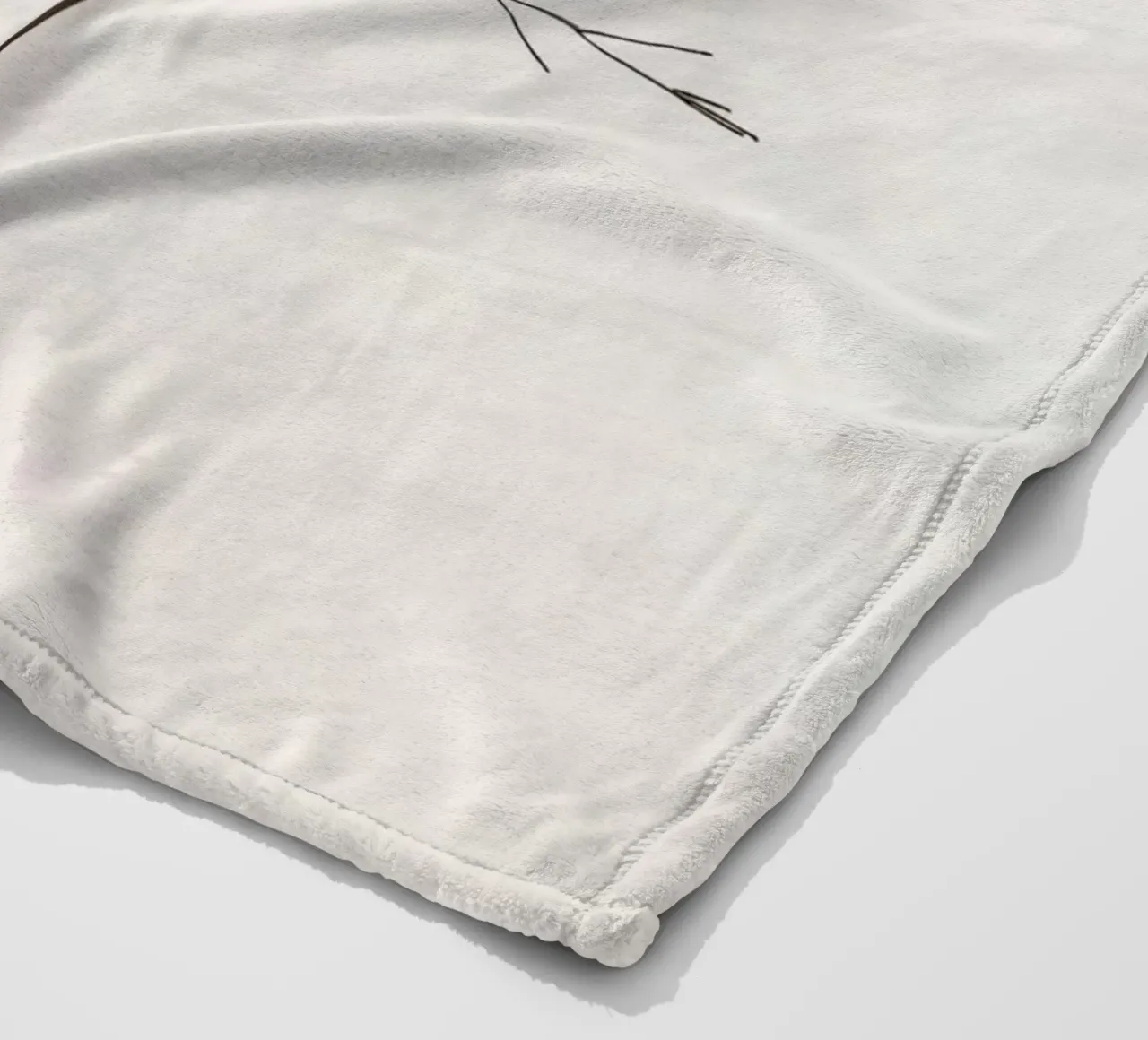 Single minimal botanical branch, displaying a leaf fleece blanket by DesignDoodle