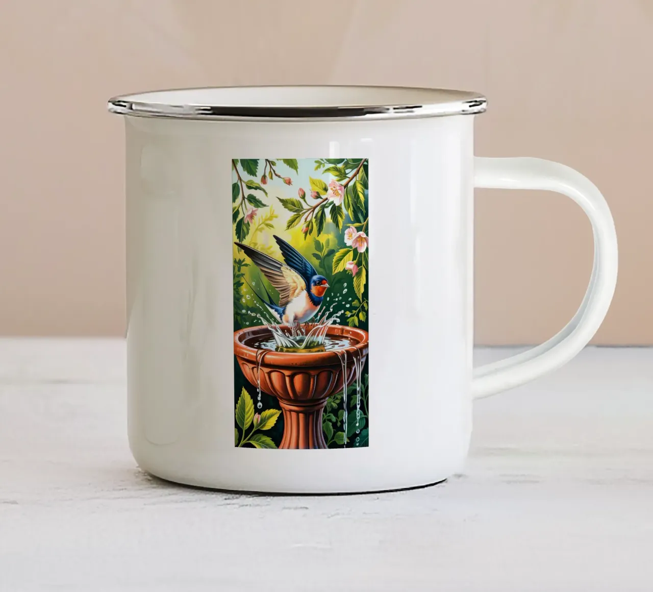 Flower Bird tazza in smalto da Jeff Studio