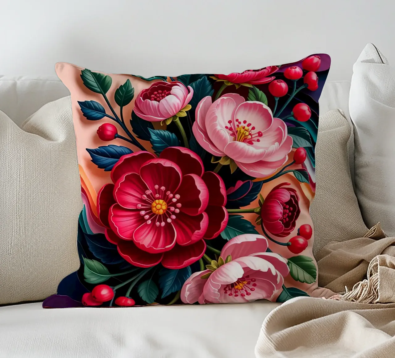Red Flower cuscino da Jeff Studio