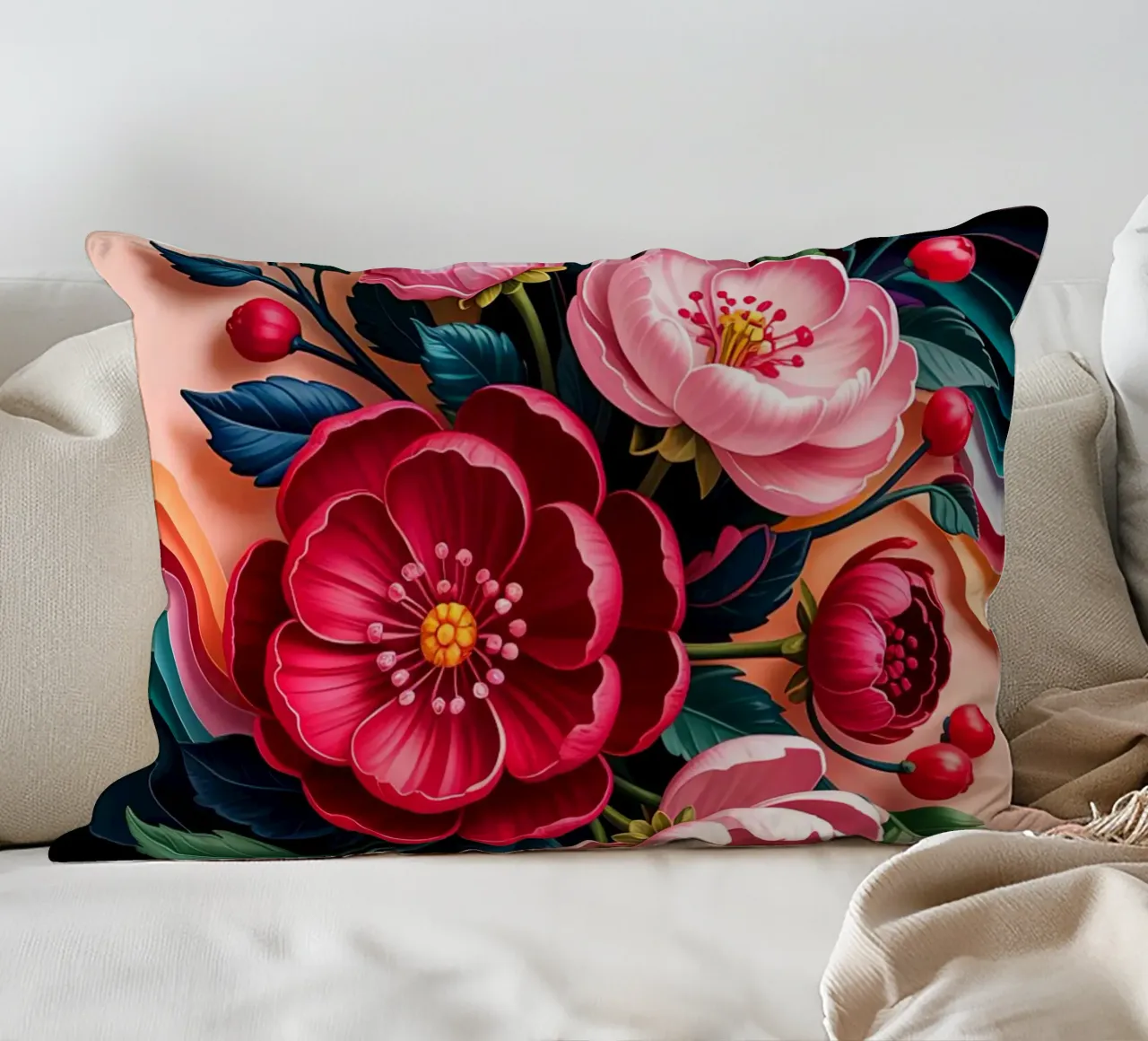 Red Flower cuscino da Jeff Studio