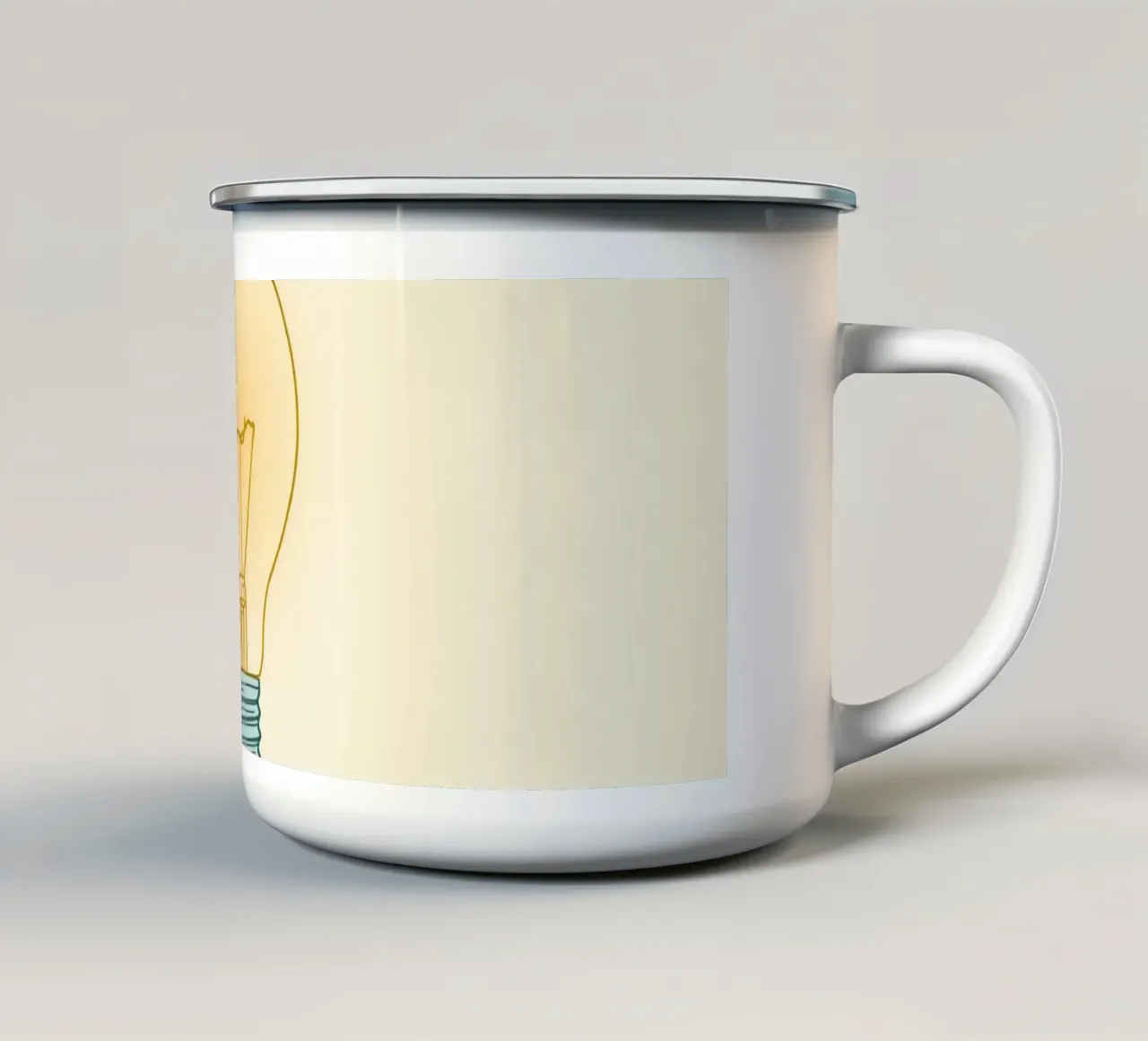 L'illustrazione di una lampadina illumina un'idea luminosa tazza in smalto da DesignDoodle