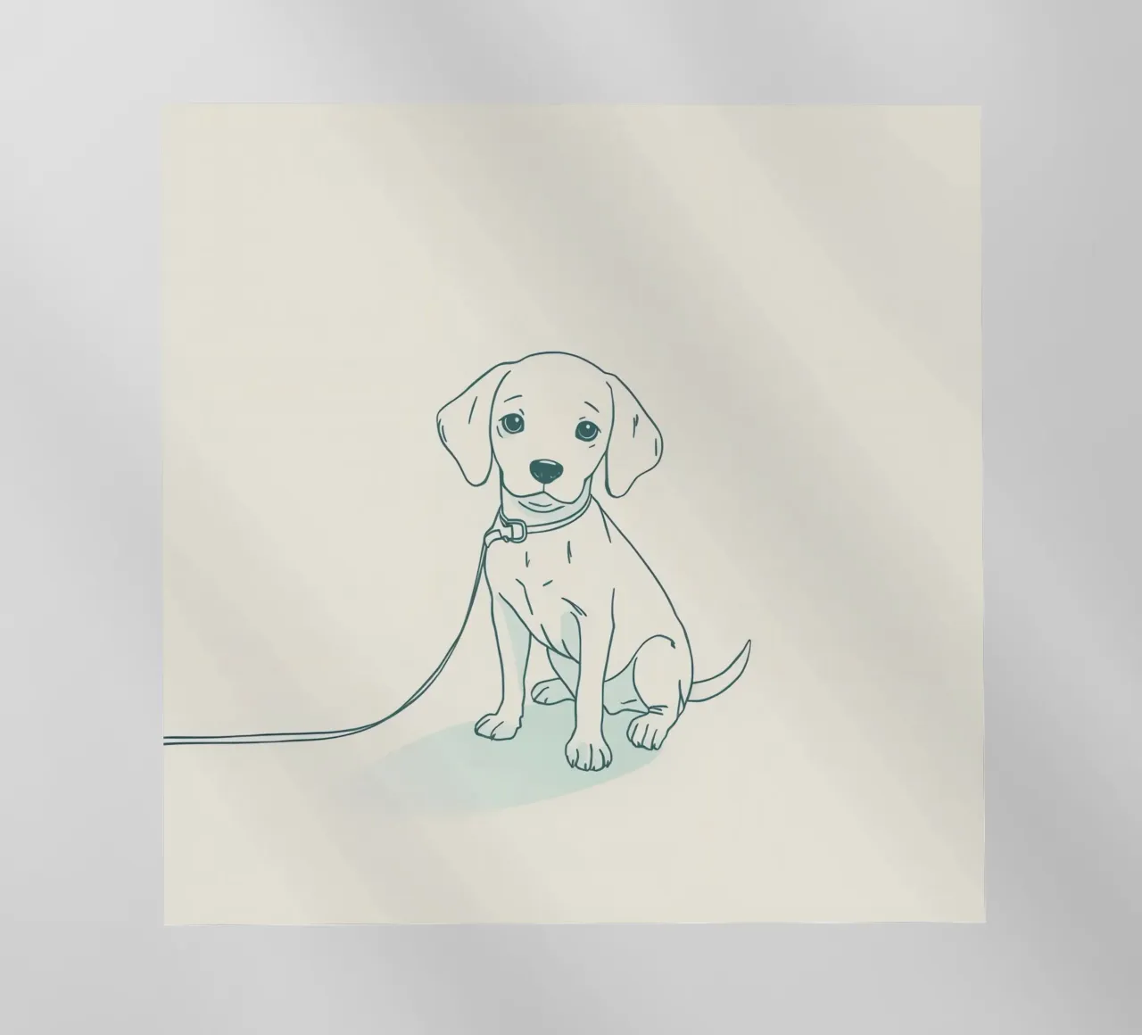 Un piccolo cucciolo aspetta al guinzaglio, seduto, con l'aria un po' triste pellicola backlit da DesignDoodle