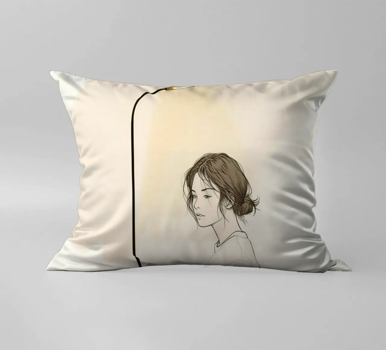 Giovane donna in piedi accanto a un alto lampione cuscino da DesignDoodle