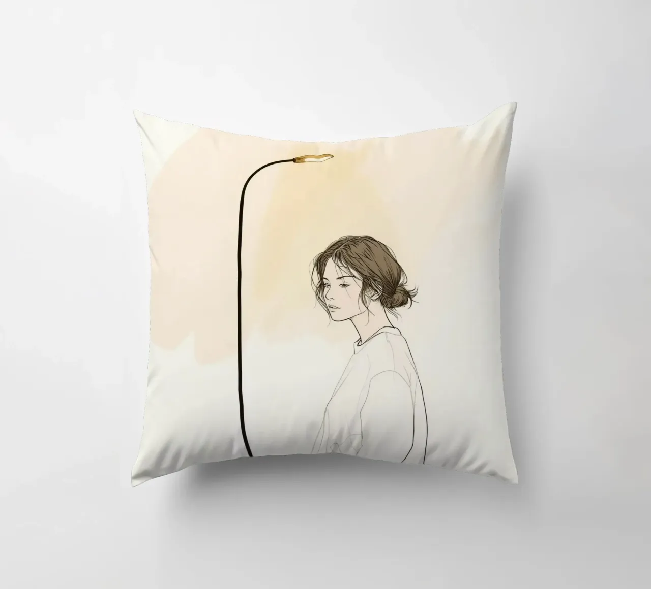 Giovane donna in piedi accanto a un alto lampione cuscino da DesignDoodle