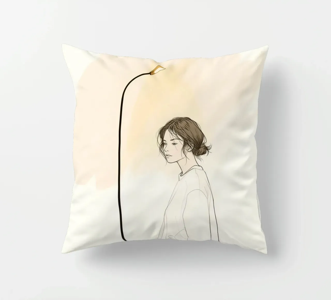 Giovane donna in piedi accanto a un alto lampione cuscino da DesignDoodle