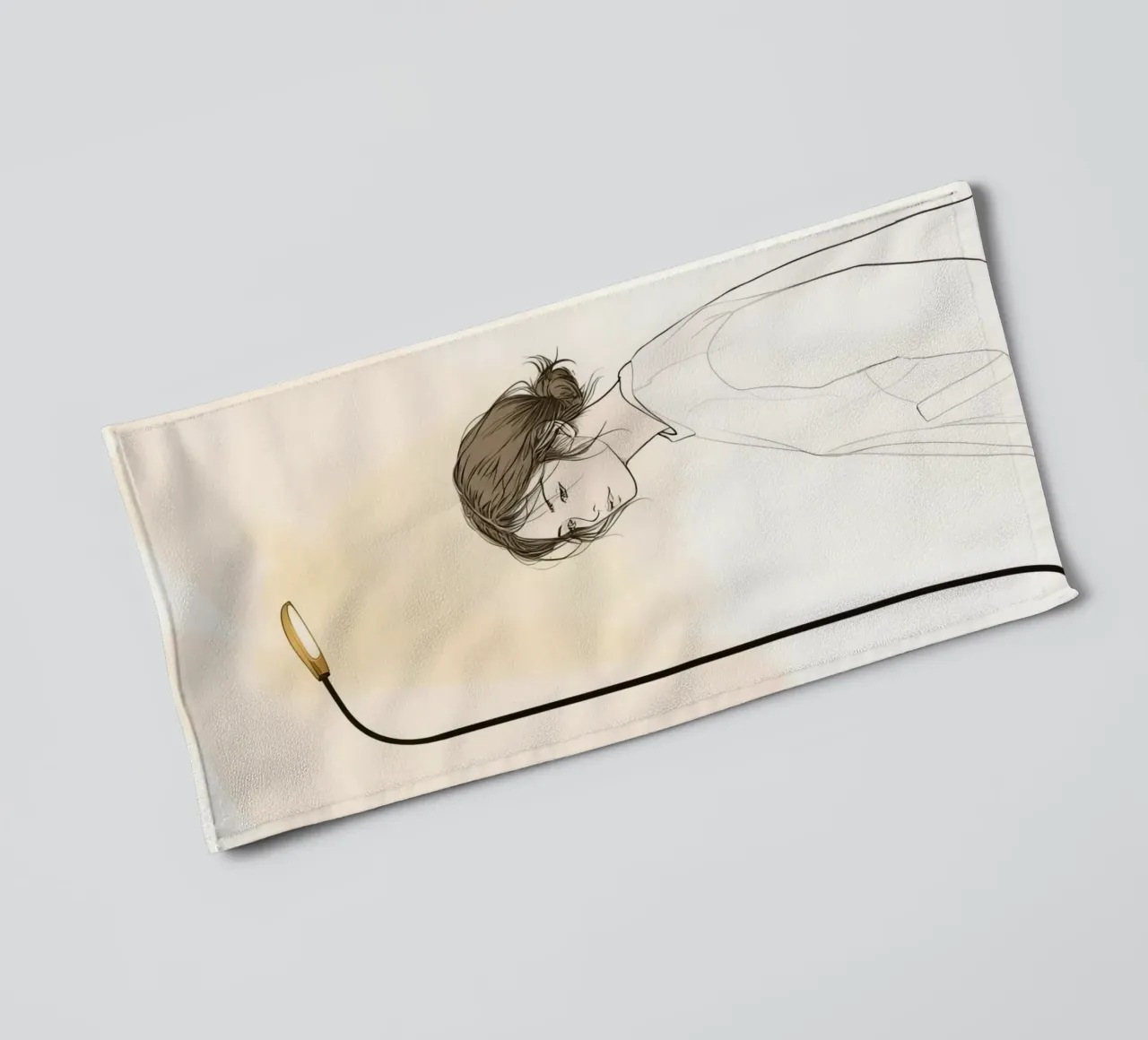 Giovane donna in piedi accanto a un alto lampione asciugamano da bagno da DesignDoodle