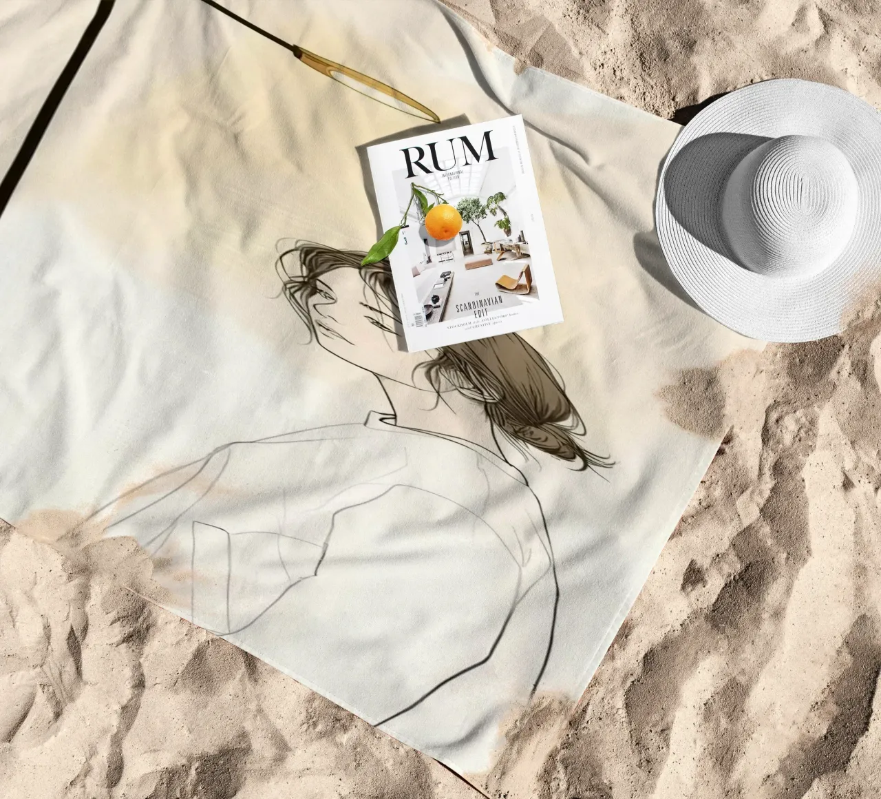 Giovane donna in piedi accanto a un alto lampione telo mare da DesignDoodle