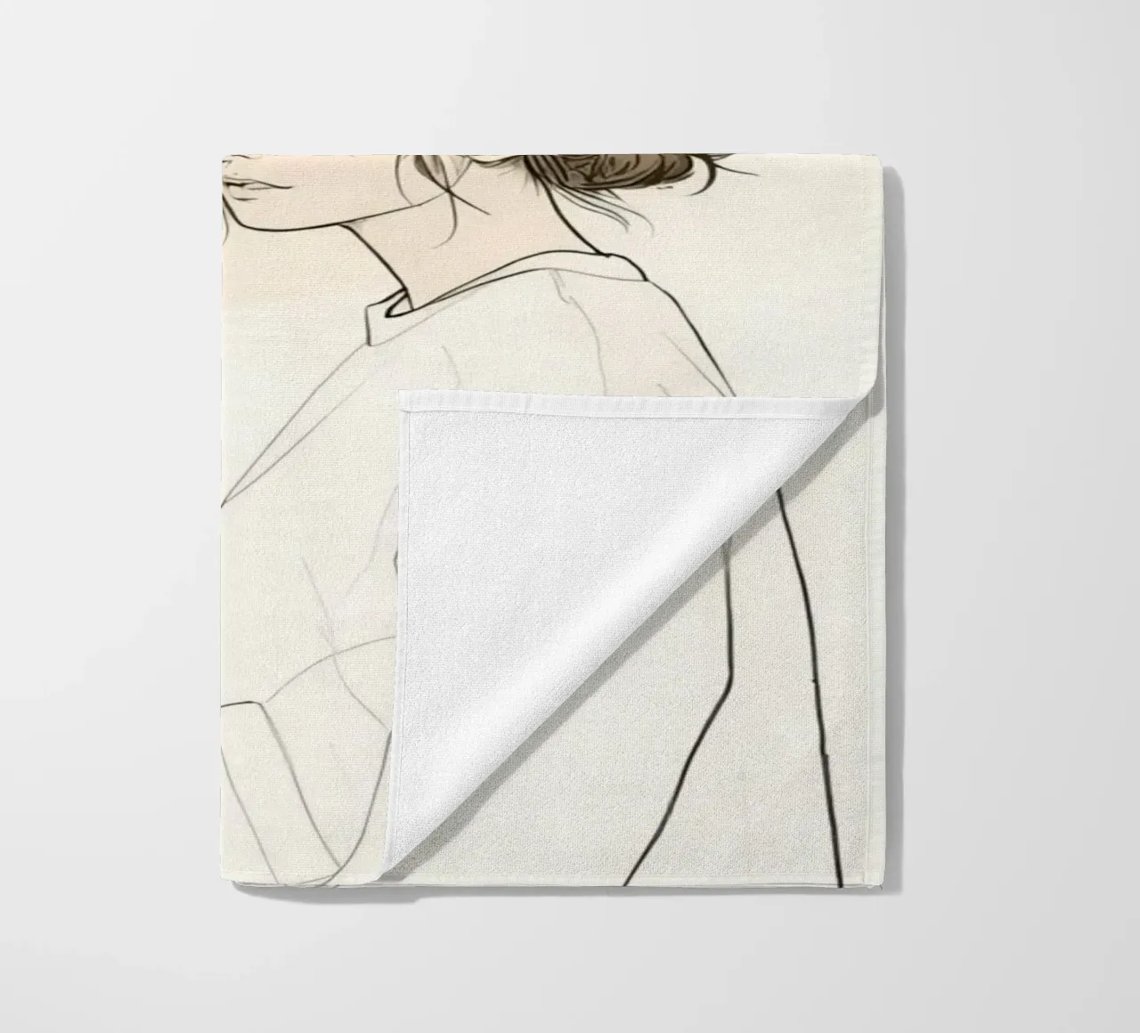 Giovane donna in piedi accanto a un alto lampione telo mare da DesignDoodle