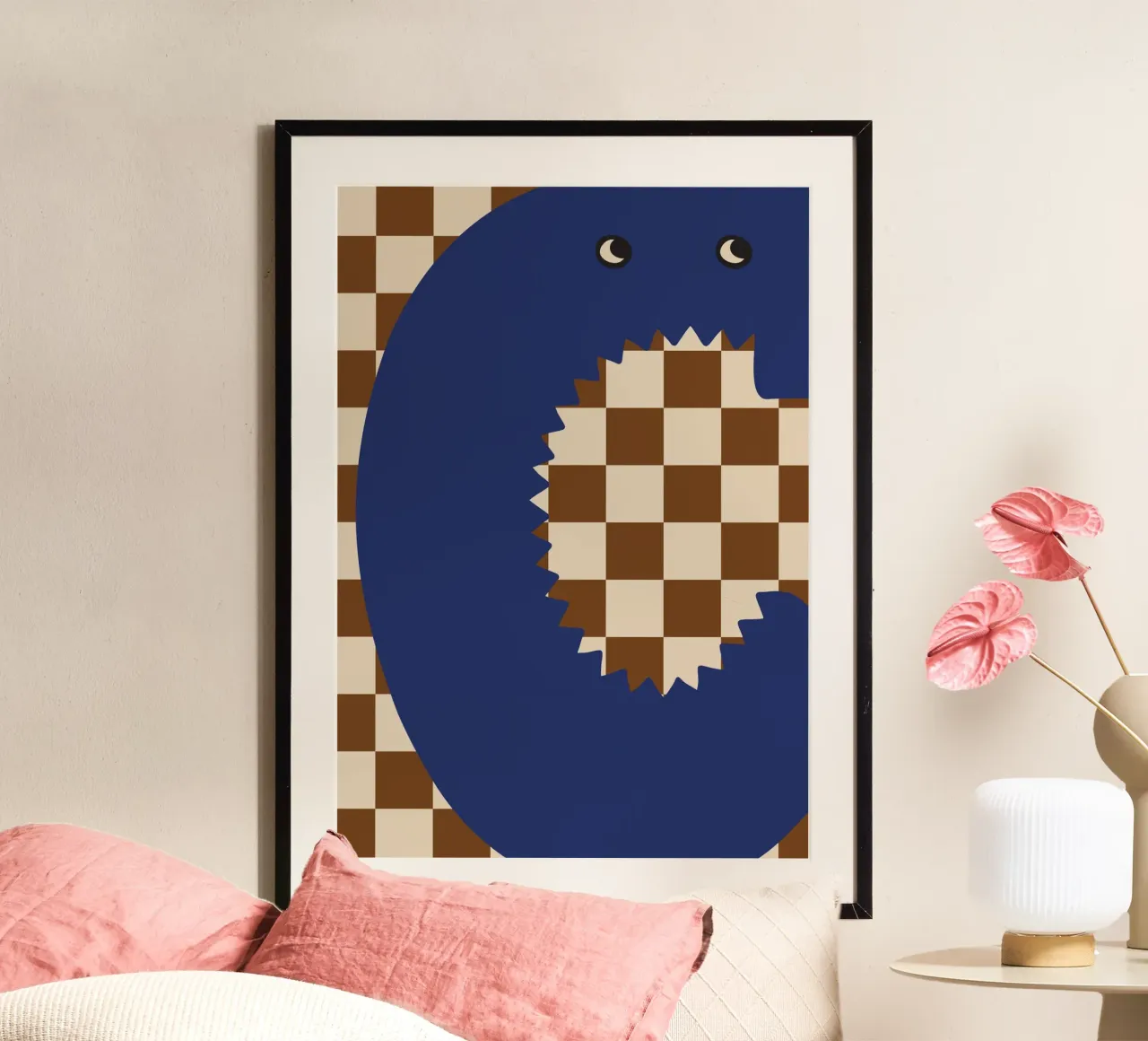 Fun Monster Letter C With Checkerboard Background poster by ALLÉE DE PAPIER
