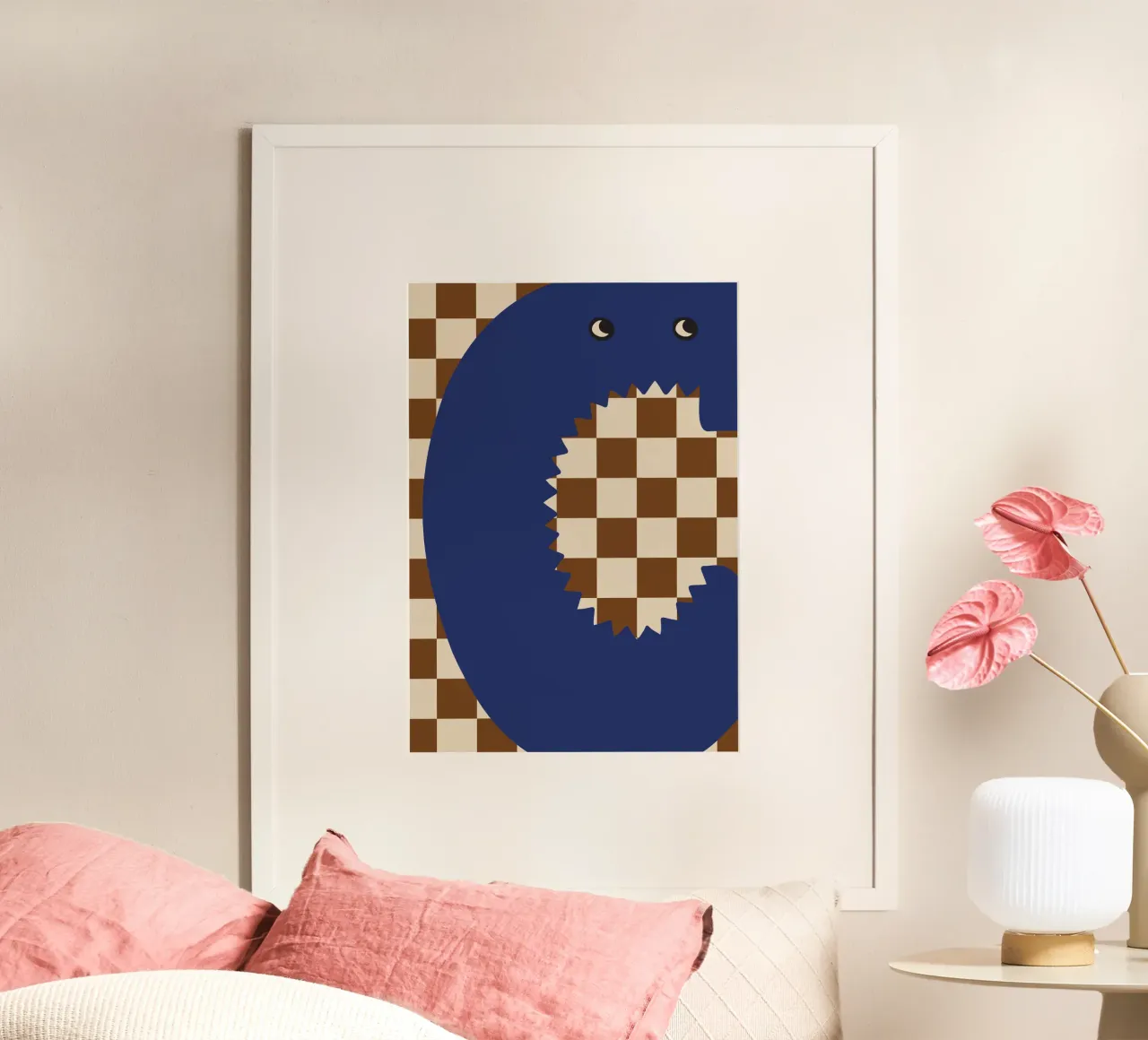 Fun Monster Letter C With Checkerboard Background poster by ALLÉE DE PAPIER