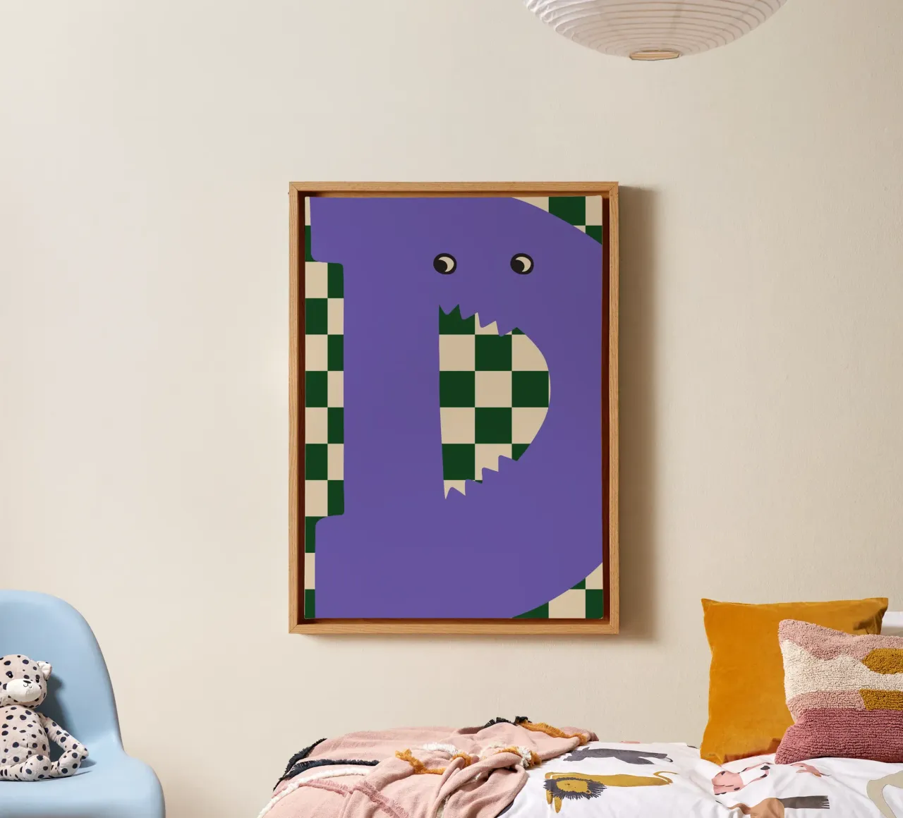 Fun Monster Letter D With Checkerboard canvas by ALLÉE DE PAPIER