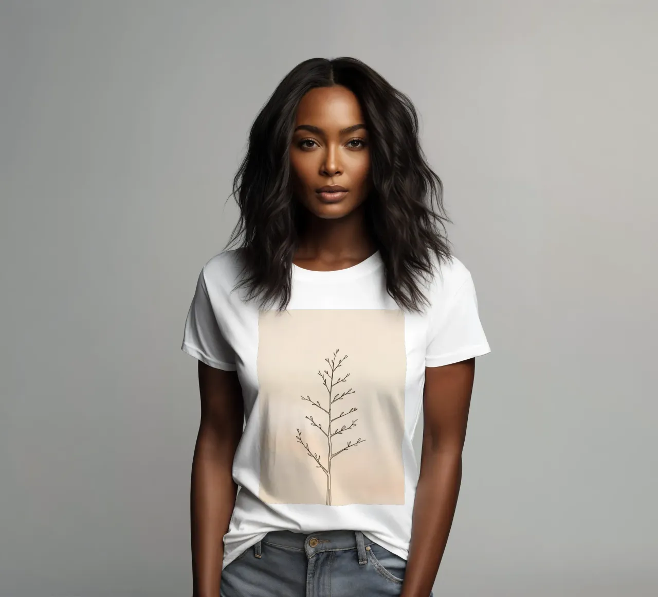 Simple sketched tree against a light background women's fitted t-shirt by DesignDoodle