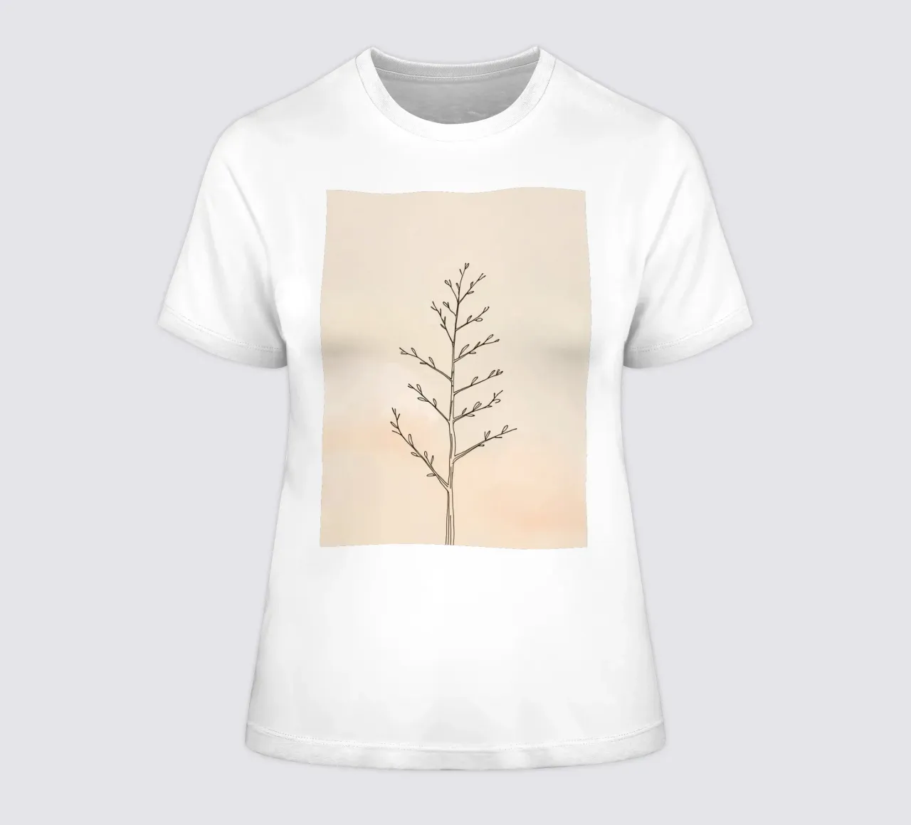 Simple sketched tree against a light background women's fitted t-shirt by DesignDoodle