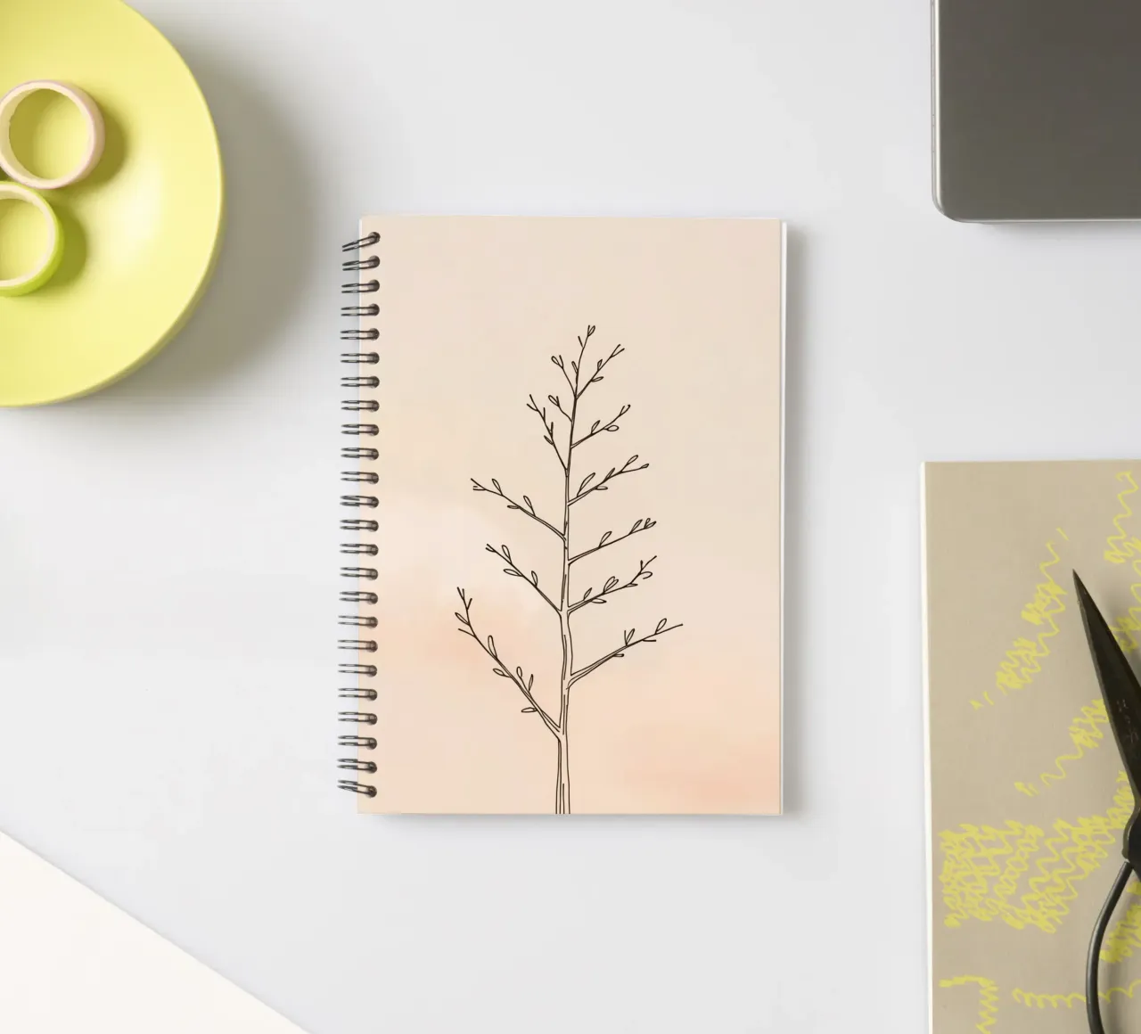 Simple sketched tree against a light background spiral notebook by DesignDoodle