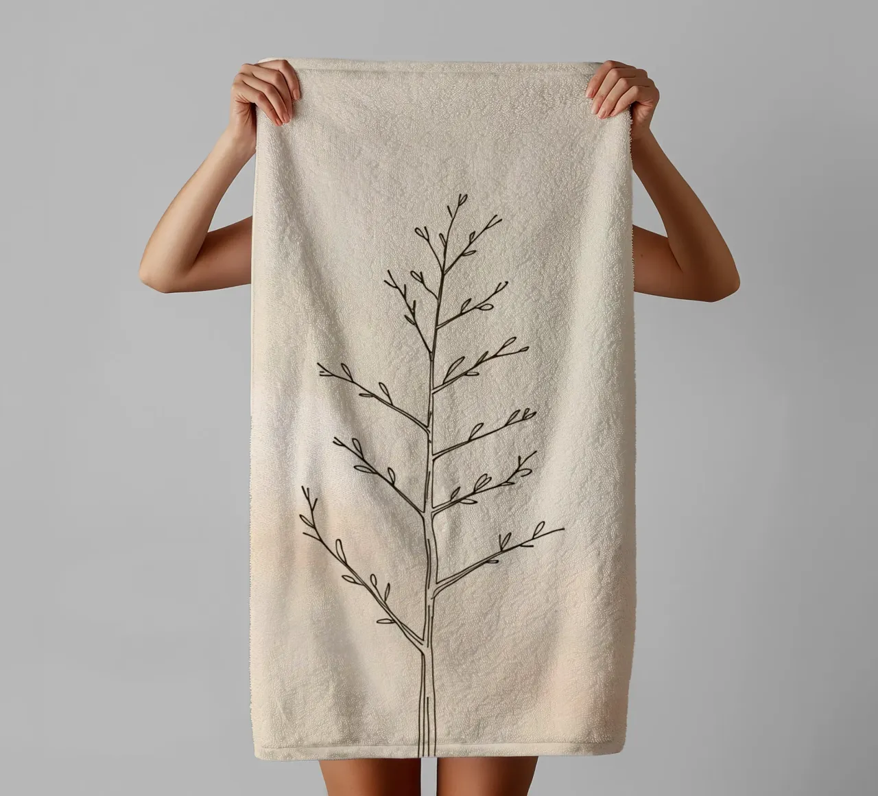 Simple sketched tree against a light background towel by DesignDoodle