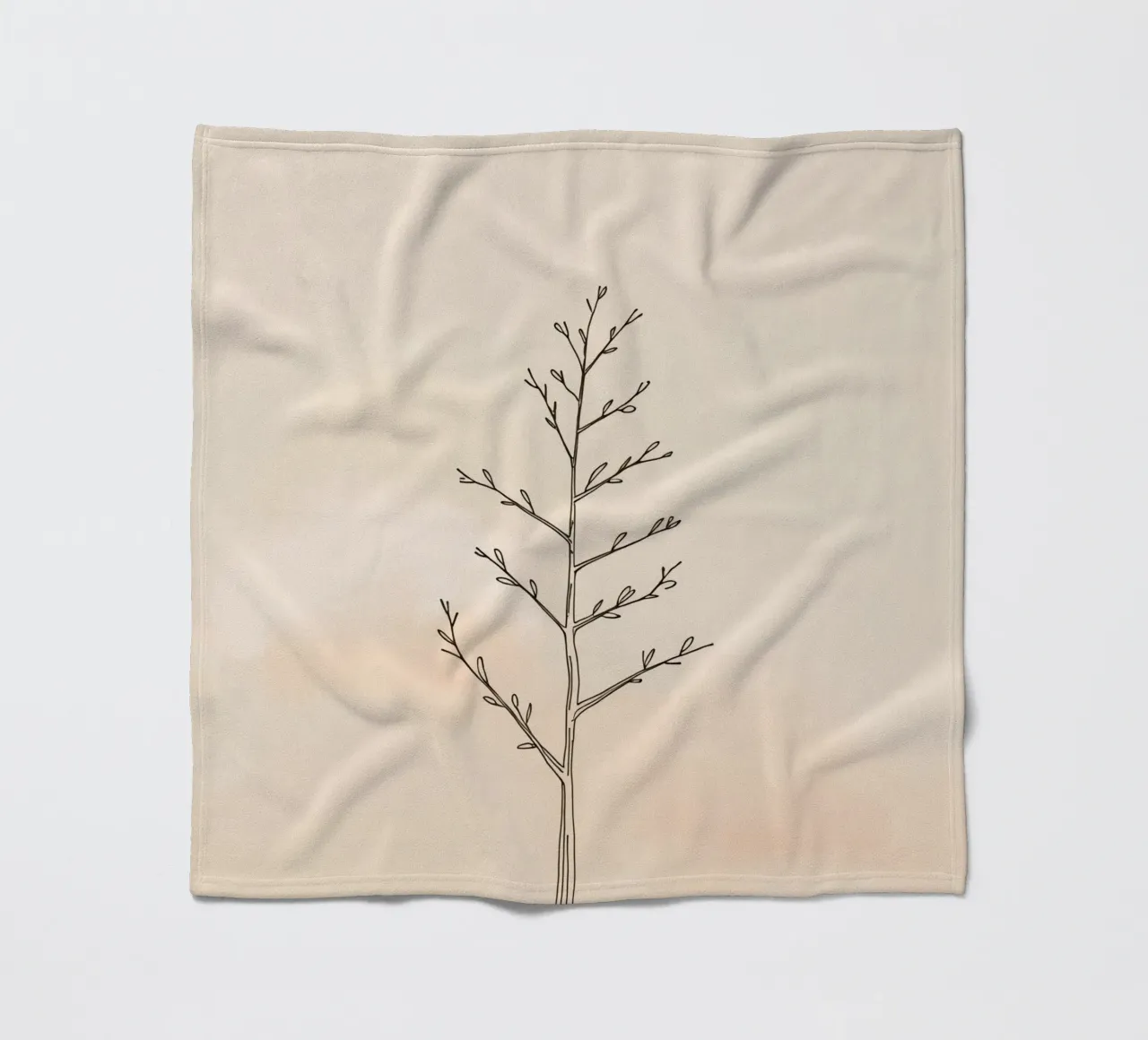 Simple sketched tree against a light background fleece blanket by DesignDoodle