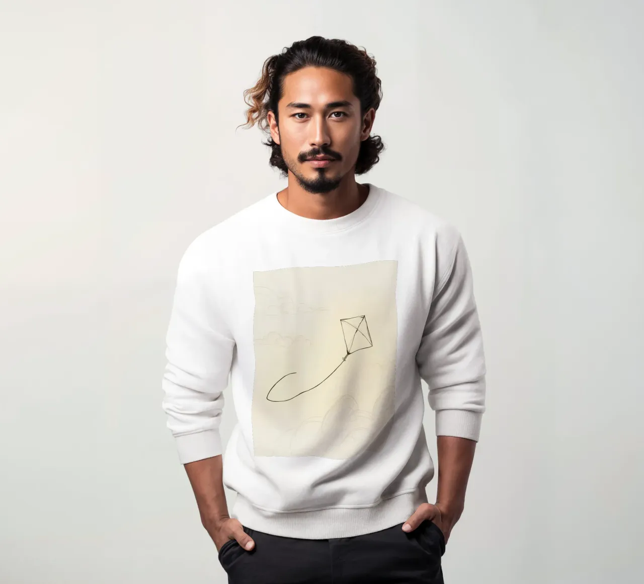 L'aquilone vola in alto con le nuvole abbozzate felpa da DesignDoodle